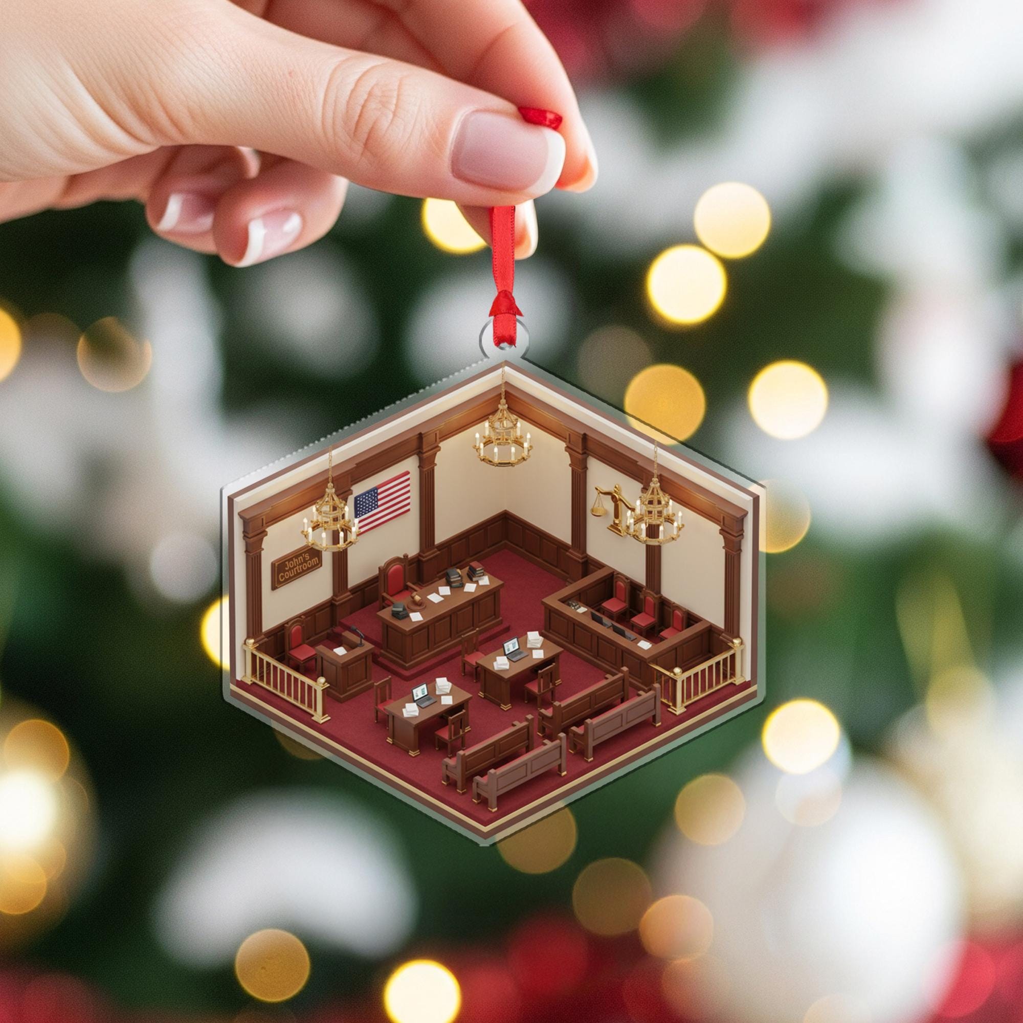 Personalized Courtroom Ornament - Lawyer & Judge Gift, Attorney Graduation Keepsake