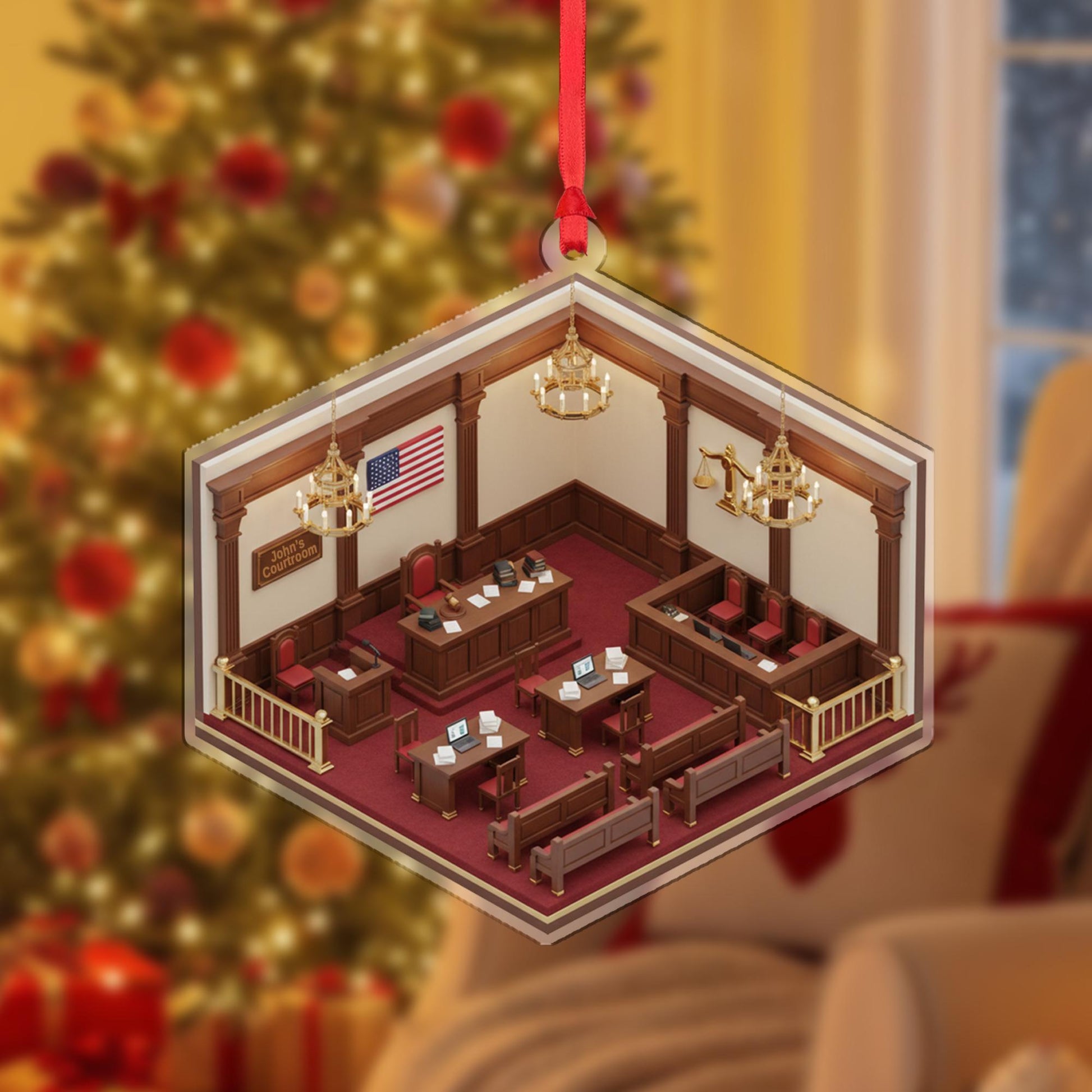 Personalized Courtroom Ornament - Lawyer & Judge Gift, Attorney Graduation Keepsake