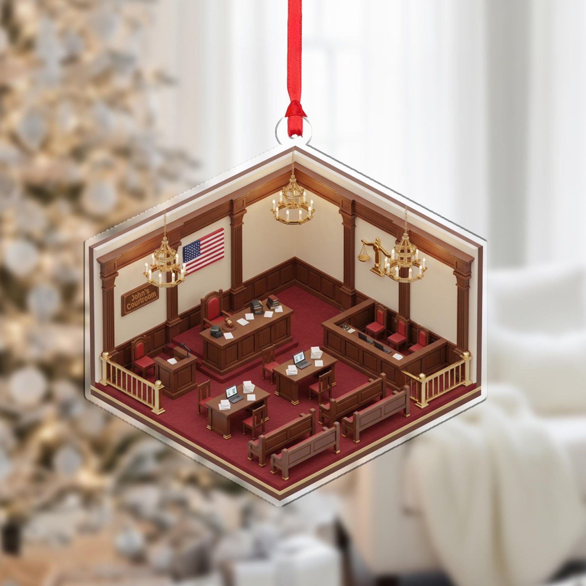 Personalized Courtroom Ornament - Lawyer & Judge Gift, Attorney Graduation Keepsake