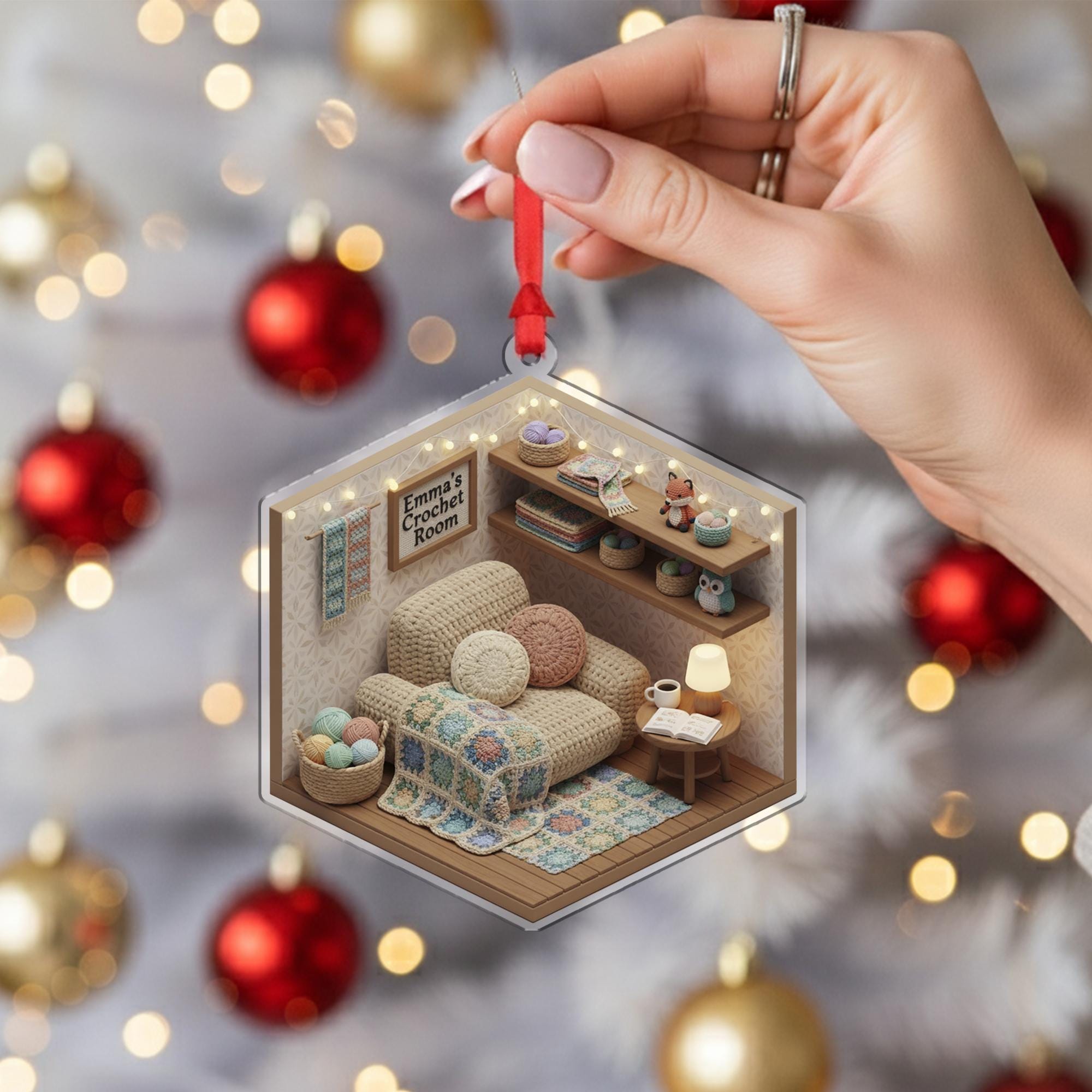 Personalized Crochet Room Ornament - Knitting Lover Gift, Yarn Enthusiast