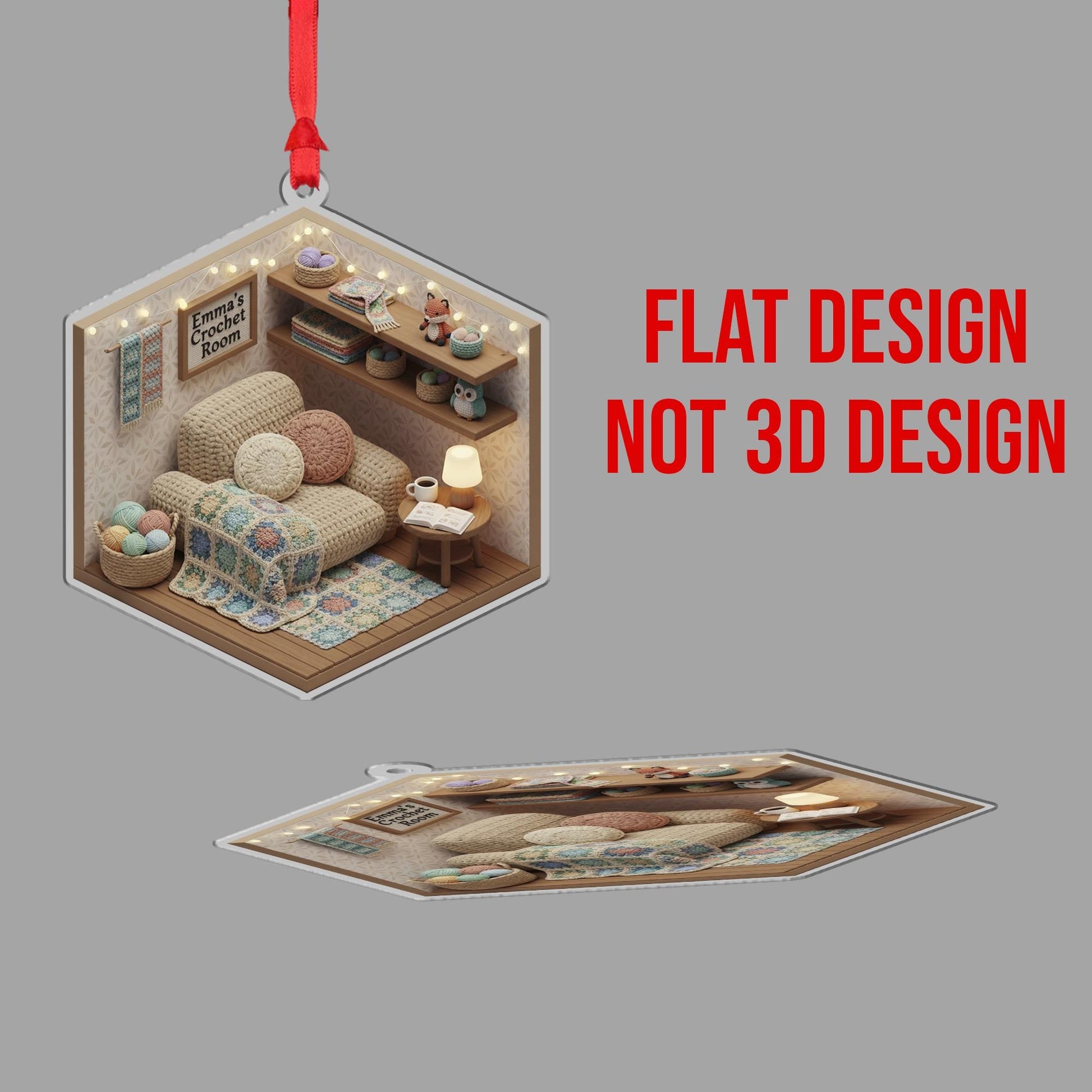 Personalized Crochet Room Ornament - Knitting Lover Gift, Yarn Enthusiast