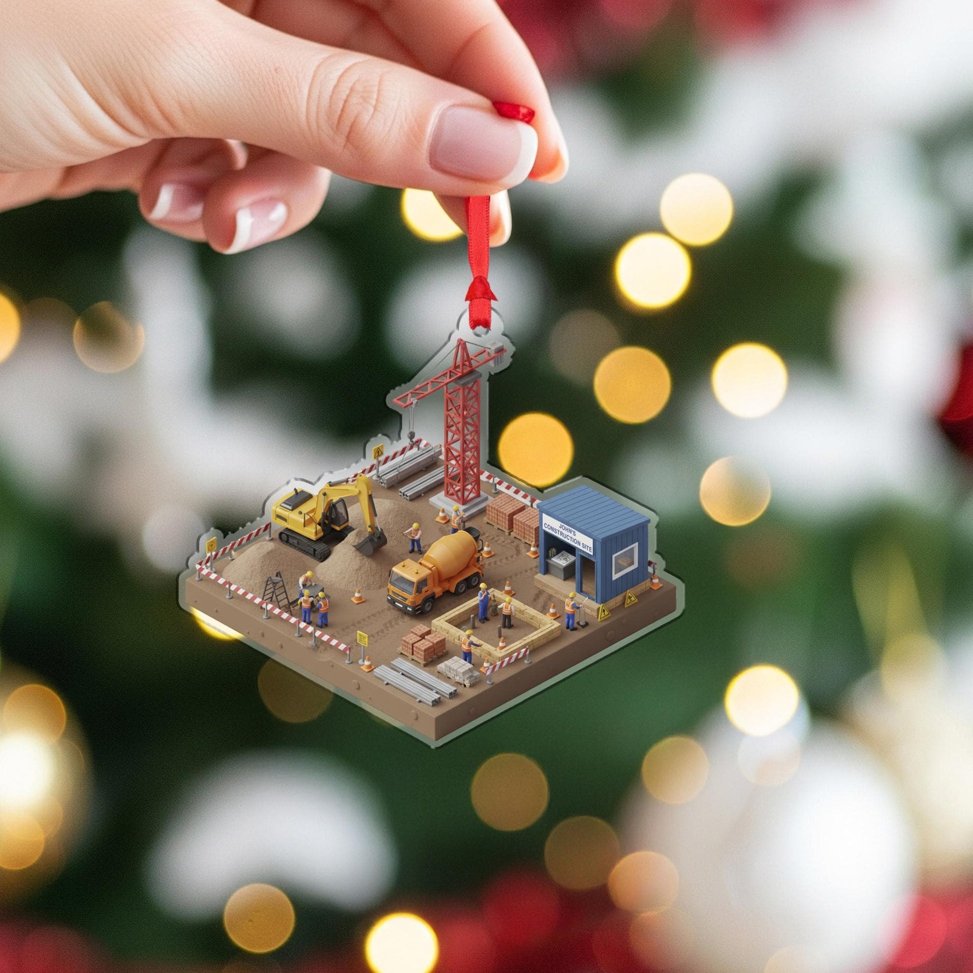 Personalized Construction Site Ornament - Builder Gift, Contractor Keepsake