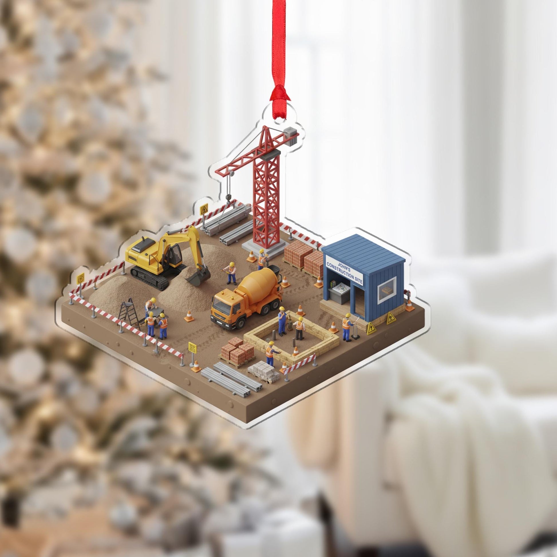 Personalized Construction Site Ornament - Builder Gift, Contractor Keepsake