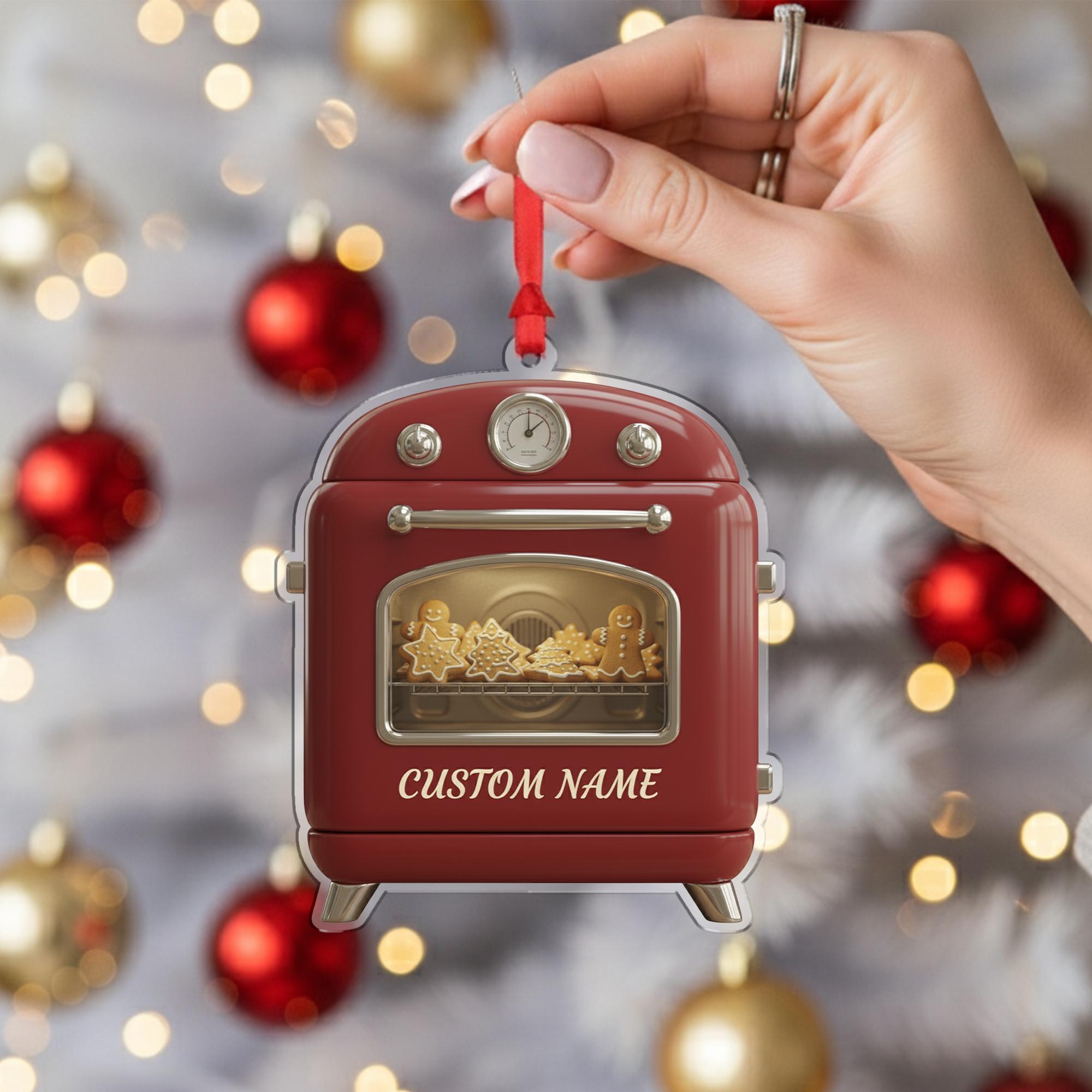 Personalized Retro Oven Ornament - Baker Gift, Gingerbread Cookie Keepsake
