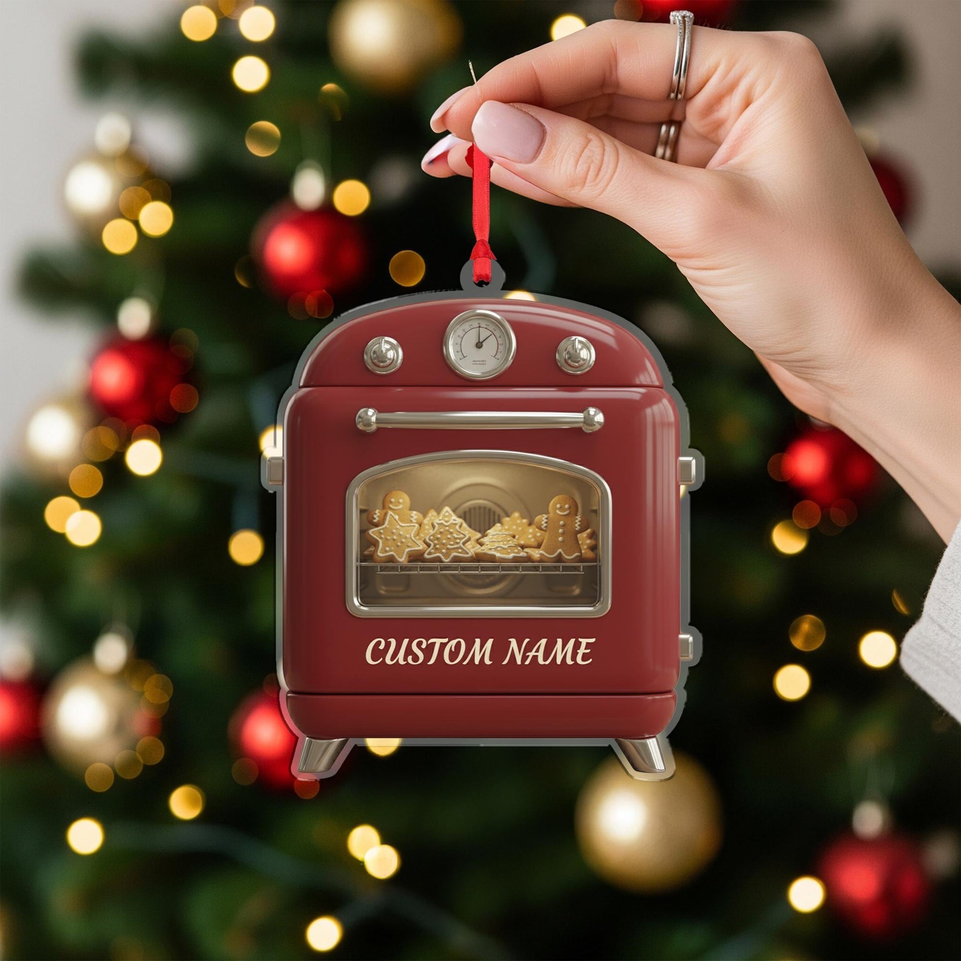 Personalized Retro Oven Ornament - Baker Gift, Gingerbread Cookie Keepsake
