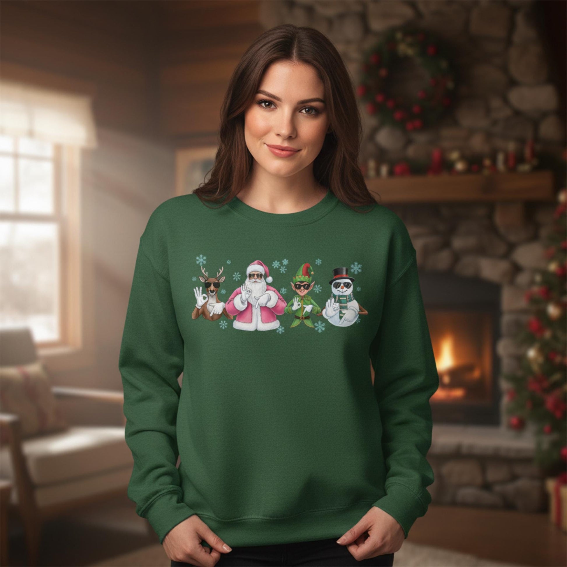 Christmas Squad Sweatshirt: Cool Santa, Elf, Reindeer, Snowman Crewneck