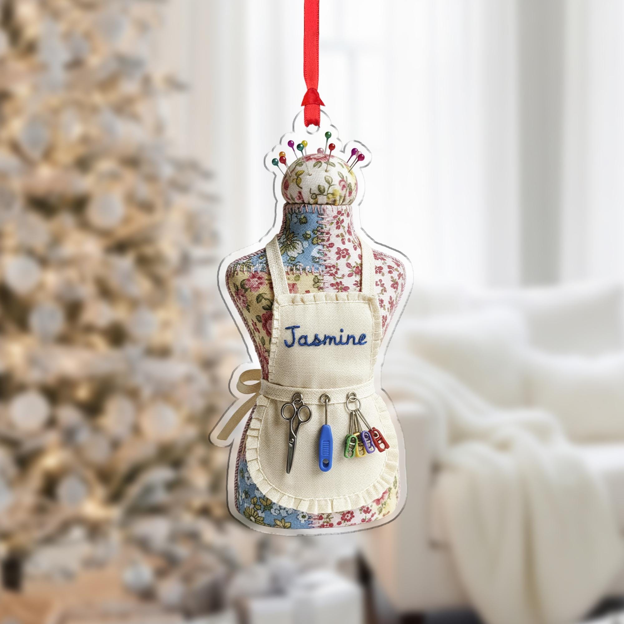 Personalized Sewing Ornament – Custom Dress Form Christmas Gift for Seamstress or Quilter