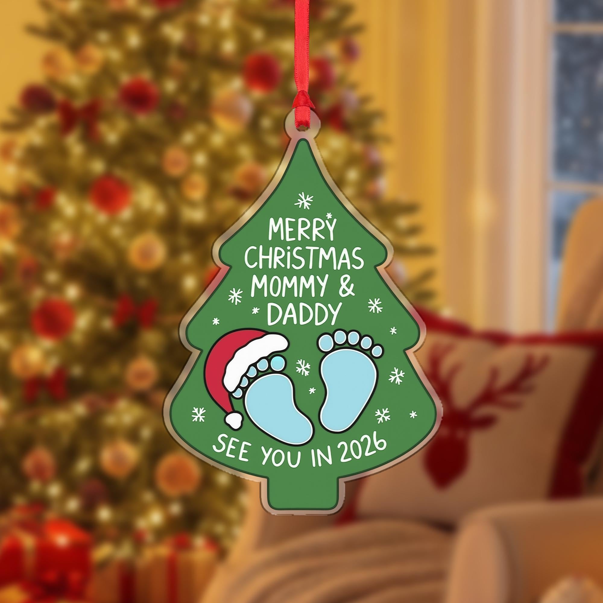 Expecting Parents Christmas Ornament: Acrylic Pregnancy Announcement Gift