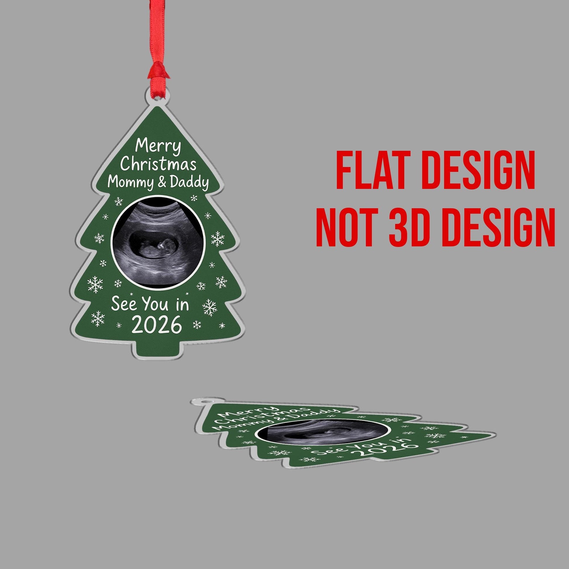 Personalized Ultrasound Acrylic Ornament: Pregnancy Announcement Christmas Gift for Parents to Be