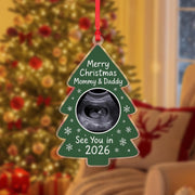 Personalized Ultrasound Acrylic Ornament: Pregnancy Announcement Christmas Gift for Parents to Be