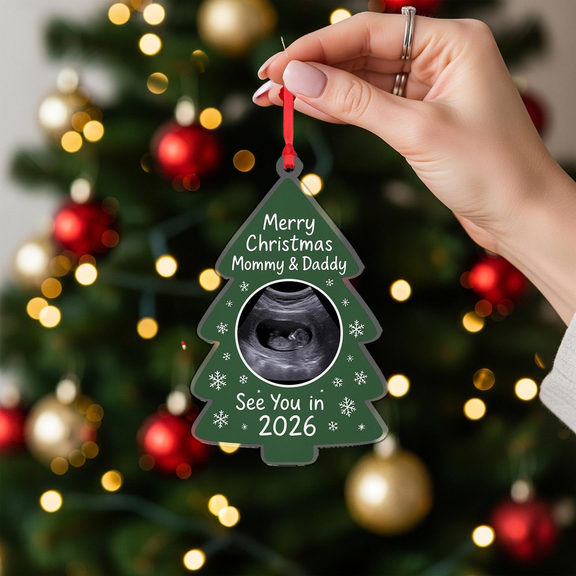 Personalized Ultrasound Acrylic Ornament: Pregnancy Announcement Gift