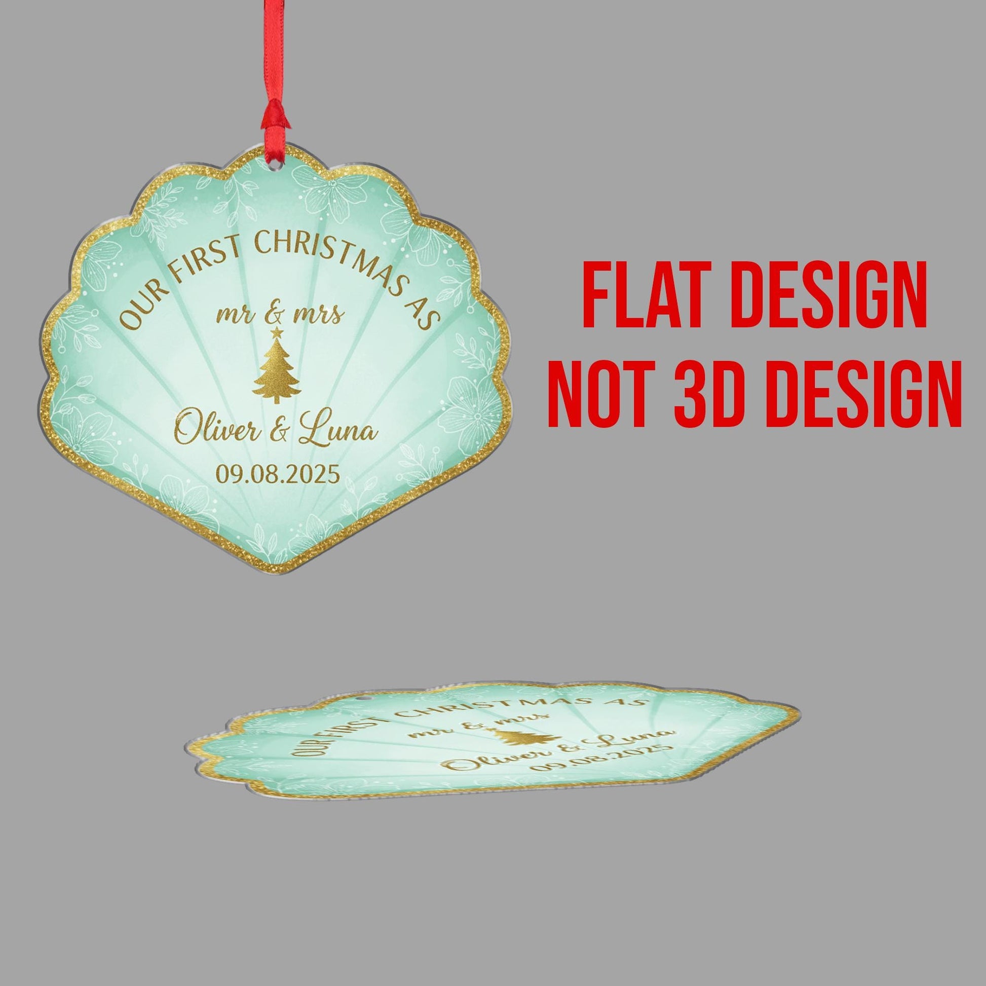 Personalized Couple Ornament – Acrylic Christmas Decoration with Engagement and Wedding Date Design