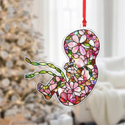 Holographic Floral Fetus Ornament • Baby Keepsake Decor