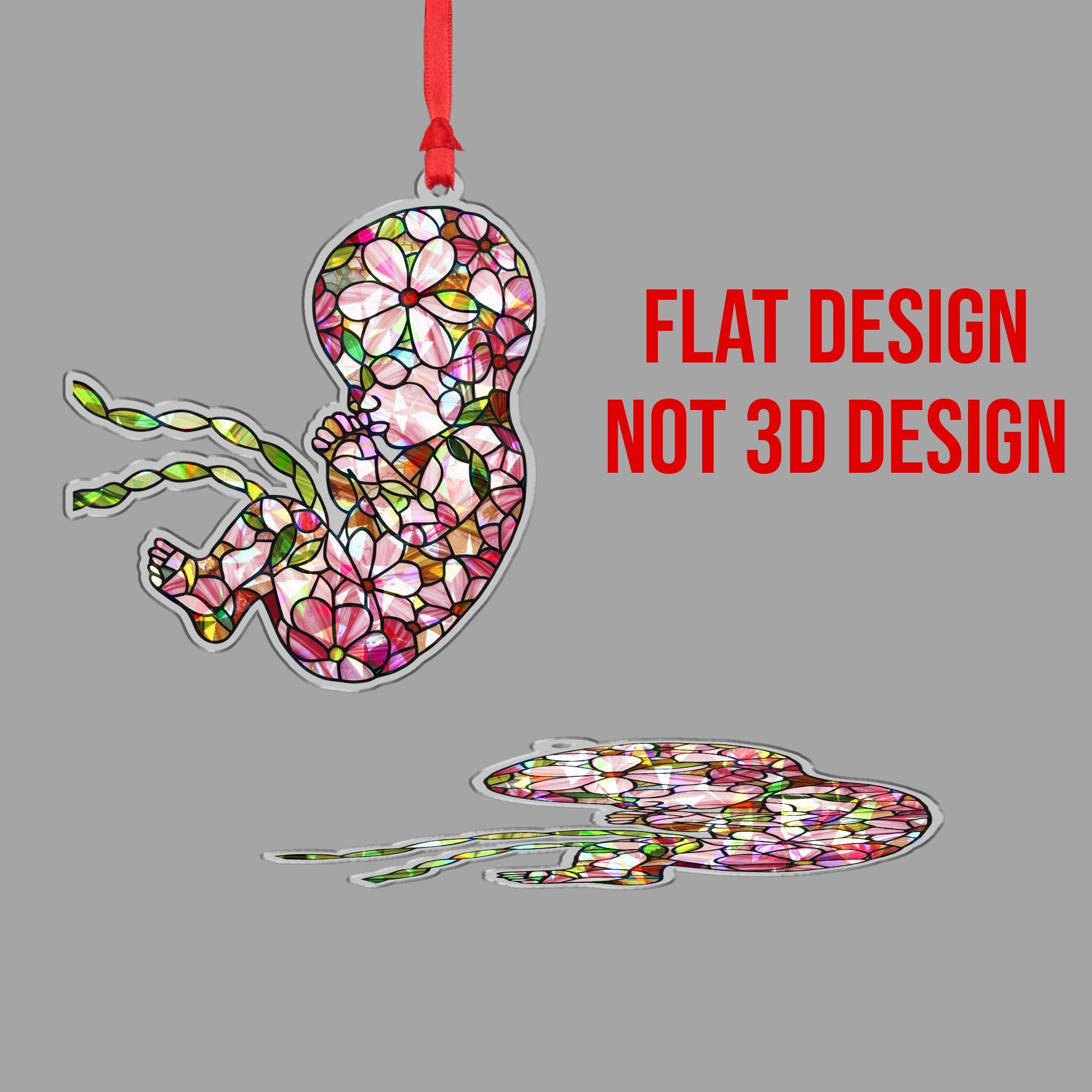 Holographic Floral Fetus Ornament • Baby Keepsake Decor