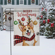 Corgi Christmas Garden Flag – Merry Woofmas Outdoor Yard Banner, Holiday Dog Decoration