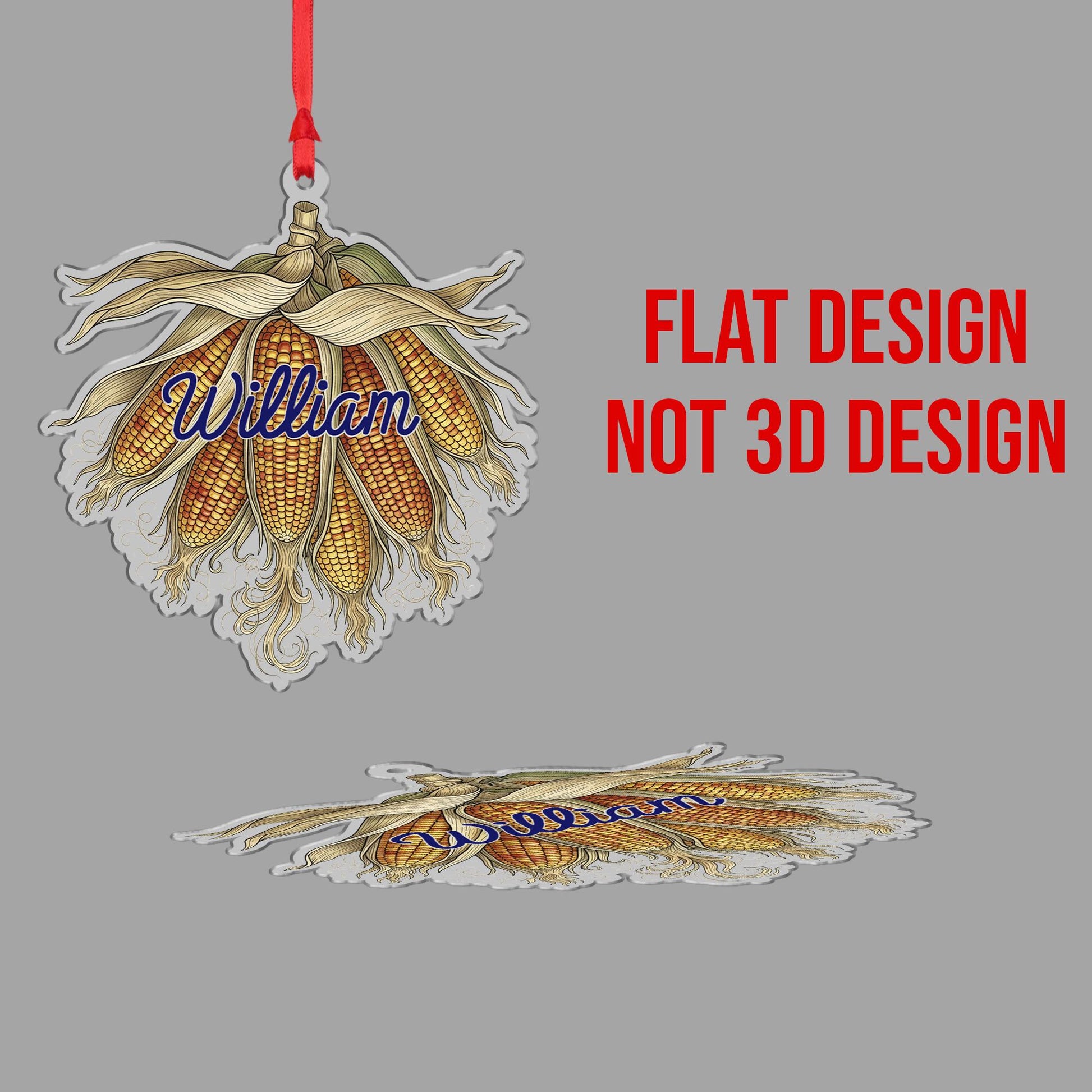 Personalized Corn Christmas Ornament – Acrylic Hanging Decoration with Harvest Husk Design