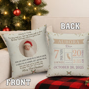 Custom Baby Birth Stats Pillow with Photo, Newborn Christmas Cushion, Personalized Nursery Decor