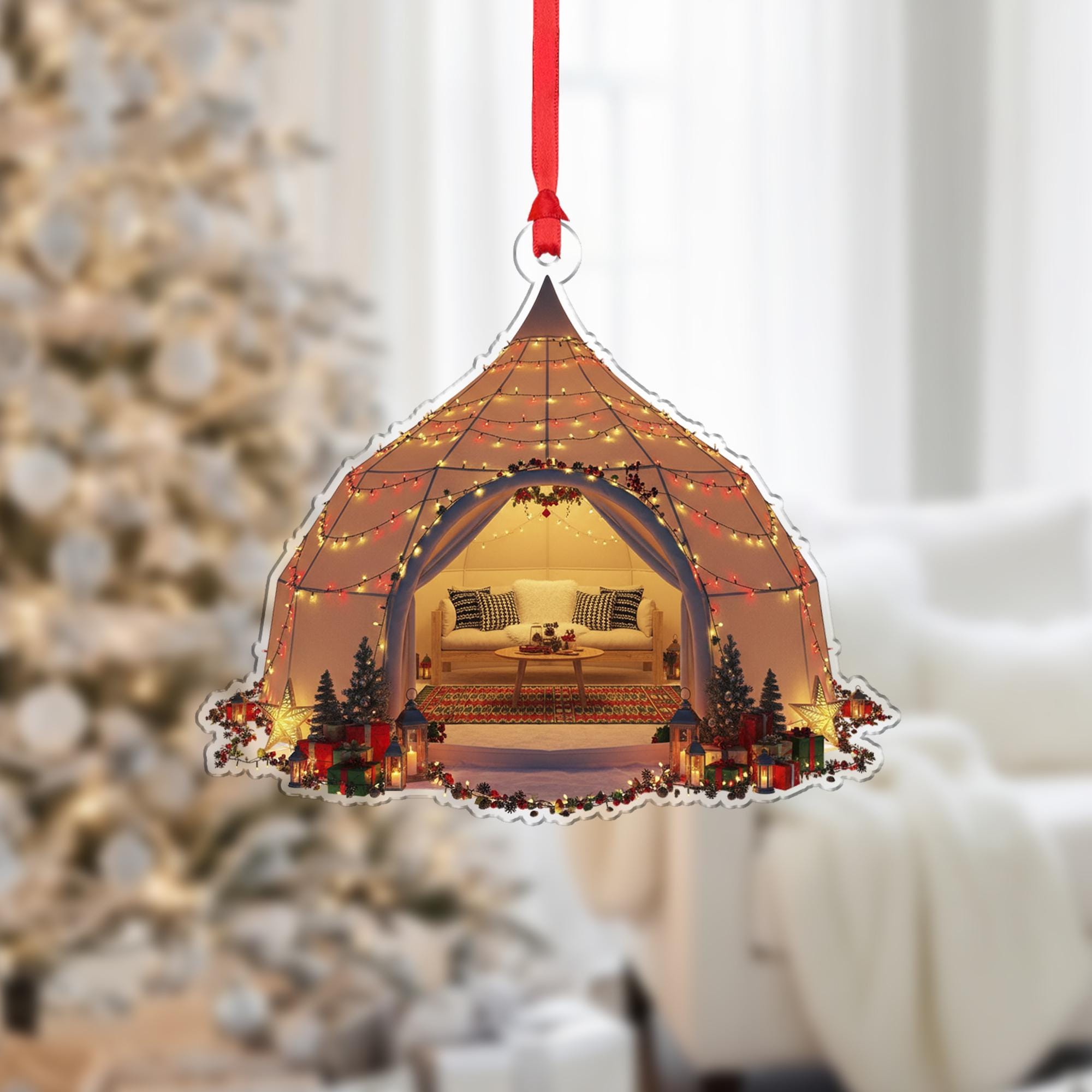 Christmas Tent Ornament: Personalized Camping Ornament