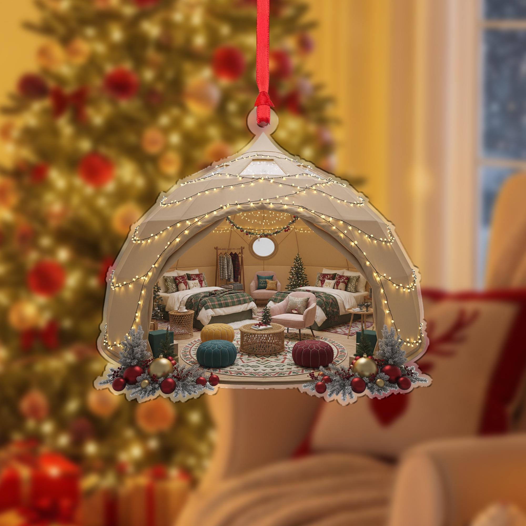 Christmas Tent Ornament: Cozy Holiday Camping Decor
