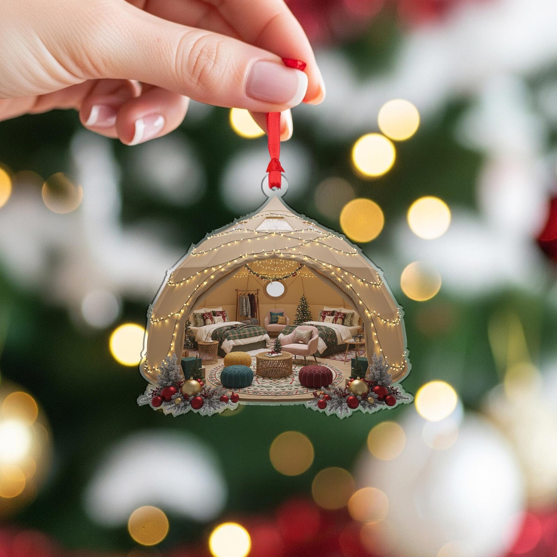 Christmas Tent Ornament: Cozy Holiday Camping Decor