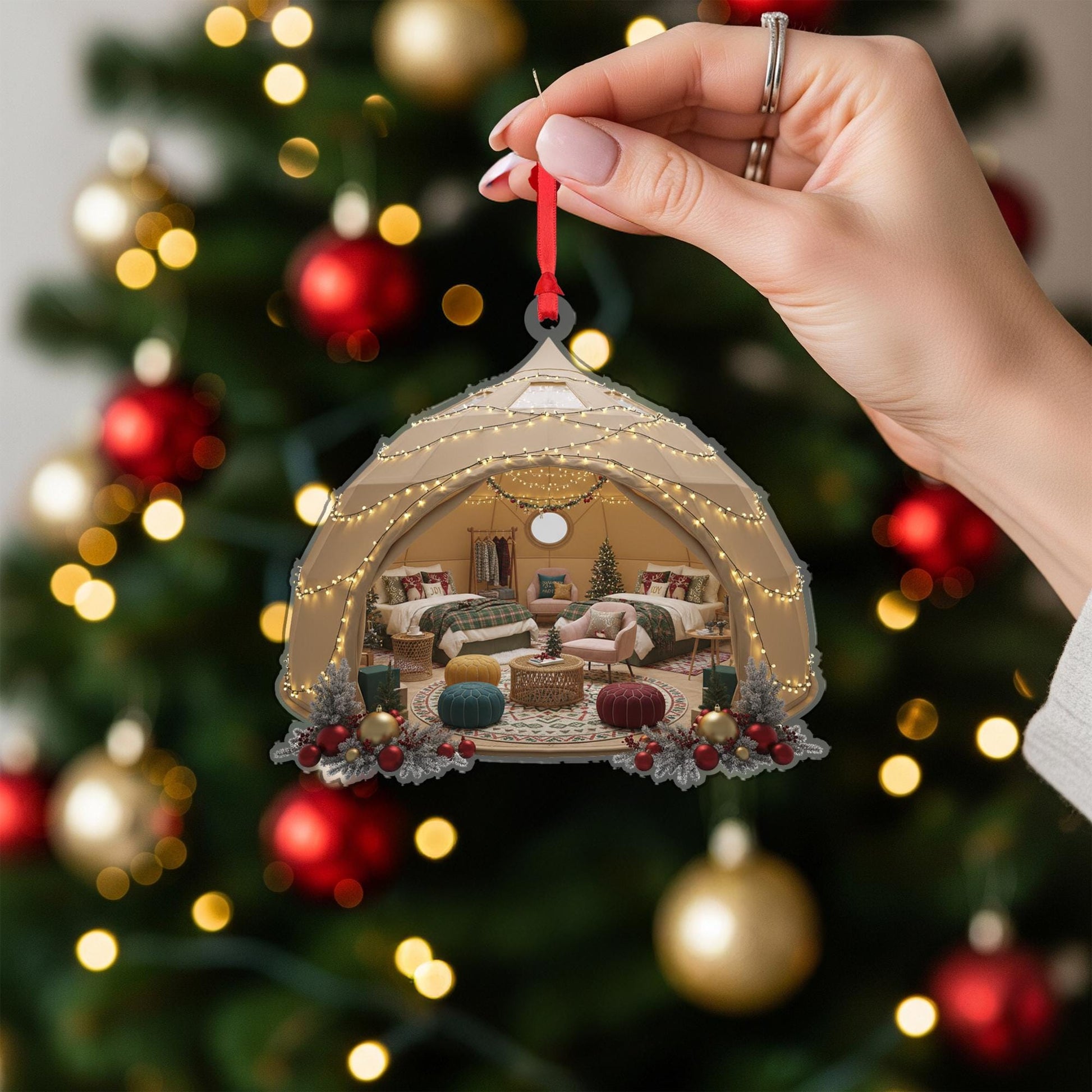 Christmas Tent Ornament: Cozy Holiday Camping Decor