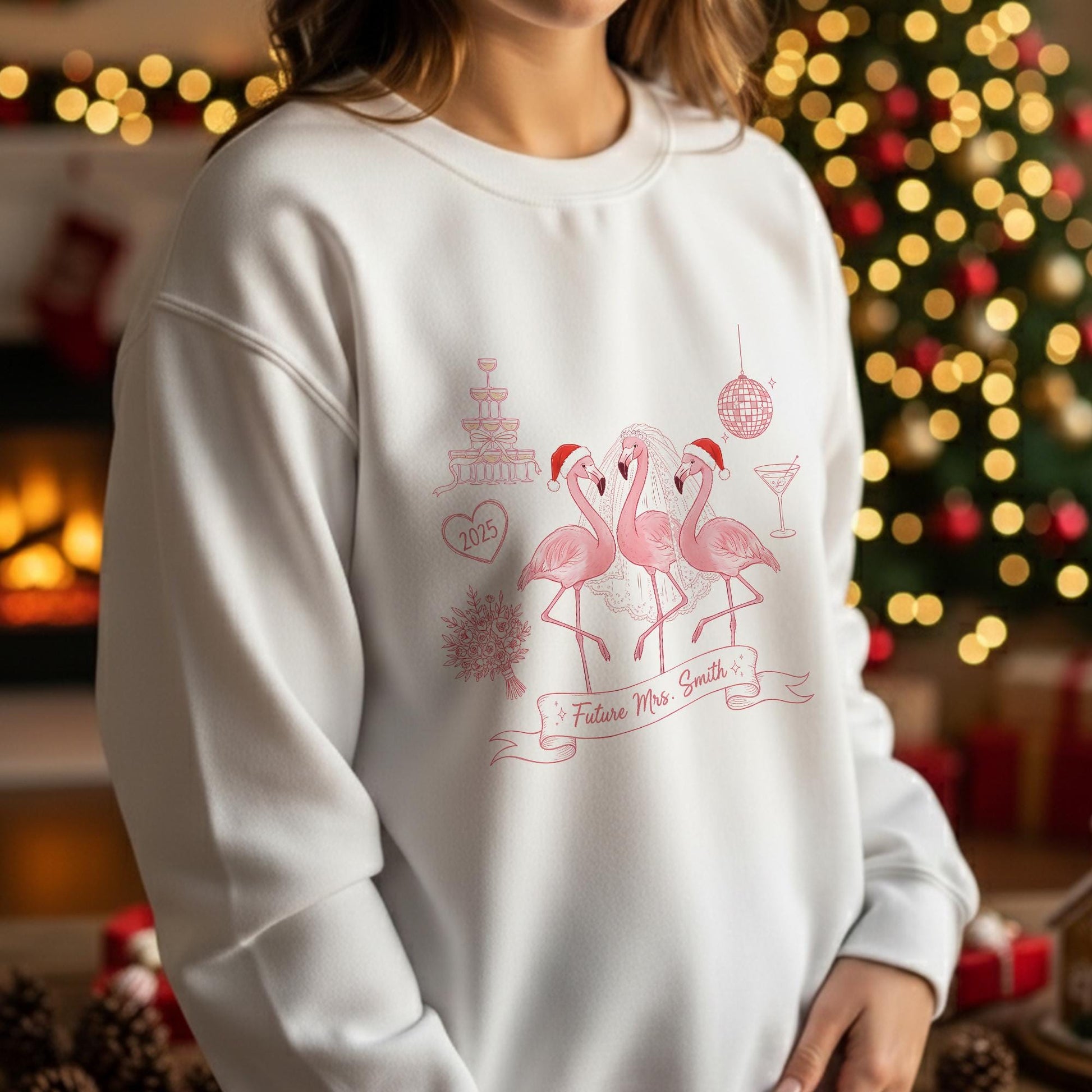 Bride Flamingo Sweatshirt – Personalized Future Mrs. Shirt, Bachelorette Party Flamingo Crewneck, Wedding Engagement Pullover