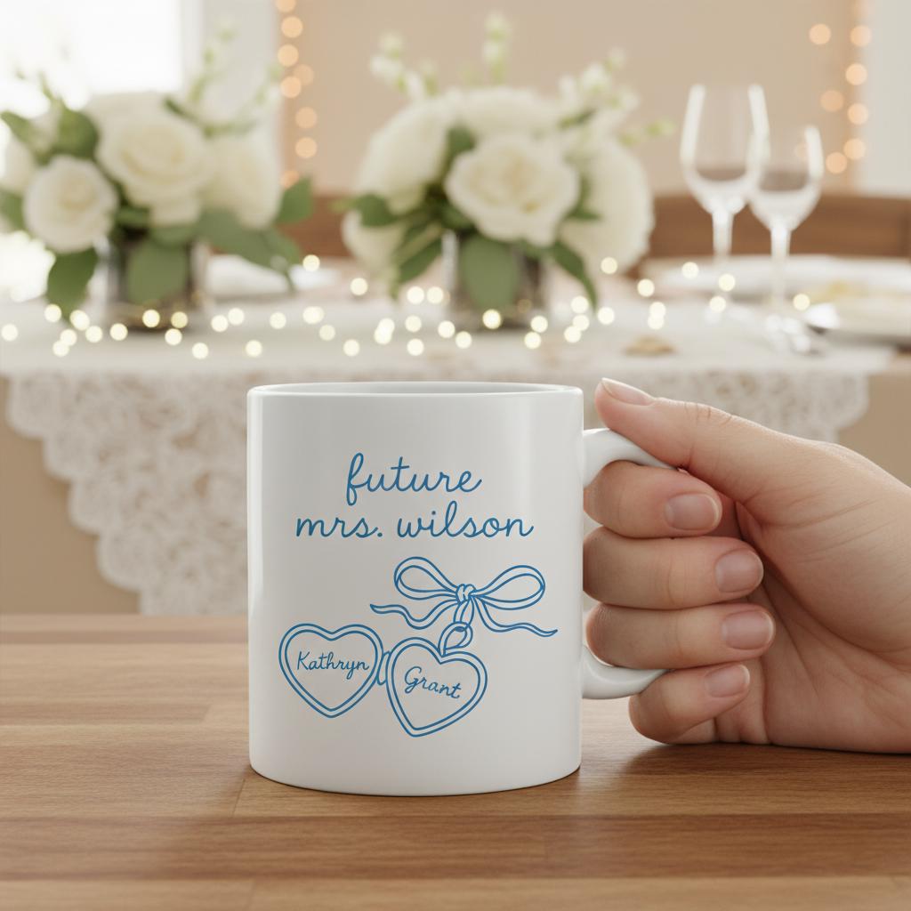 Custom Ceramic Mug Future Mrs Personalized Wedding Name Coffee Cup