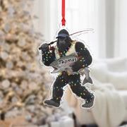 Personalized Sasquatch Bigfoot Fisherman Acrylic Ornament: Funny Fishing Christmas Decor