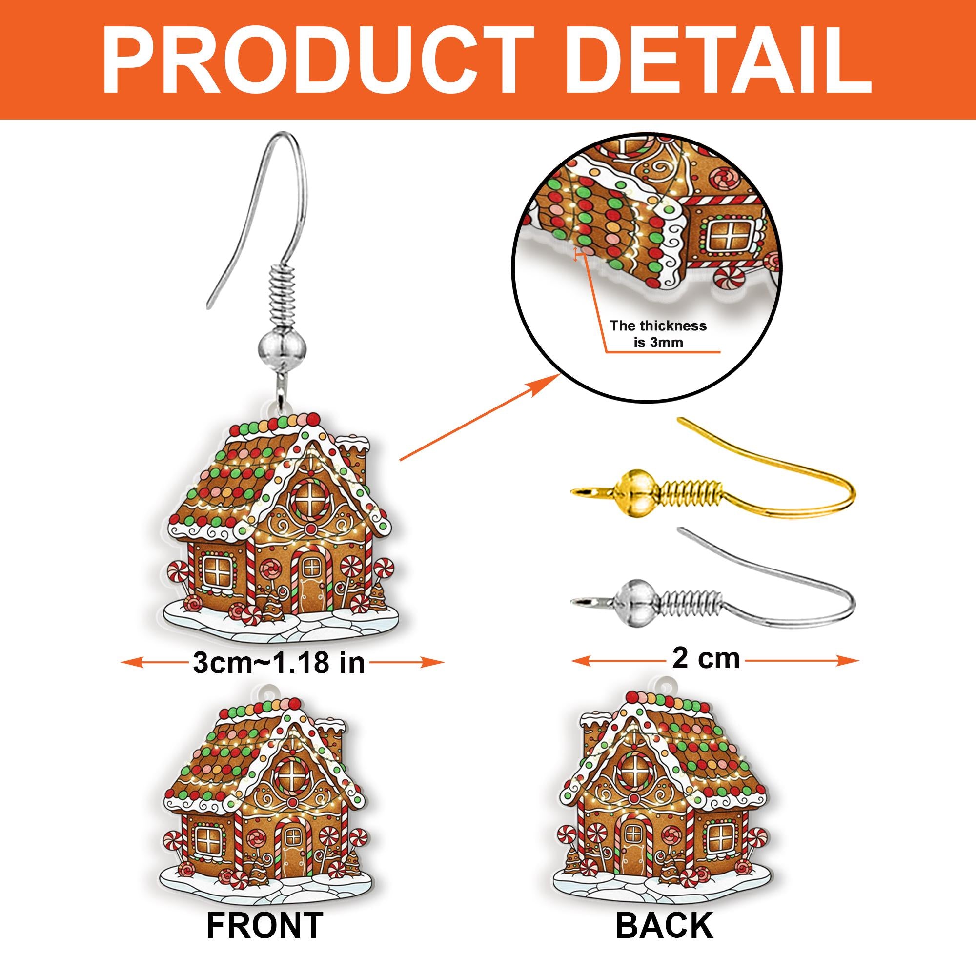 Christmas Gingerbread Earrings – Holiday Cookie House Jewelry