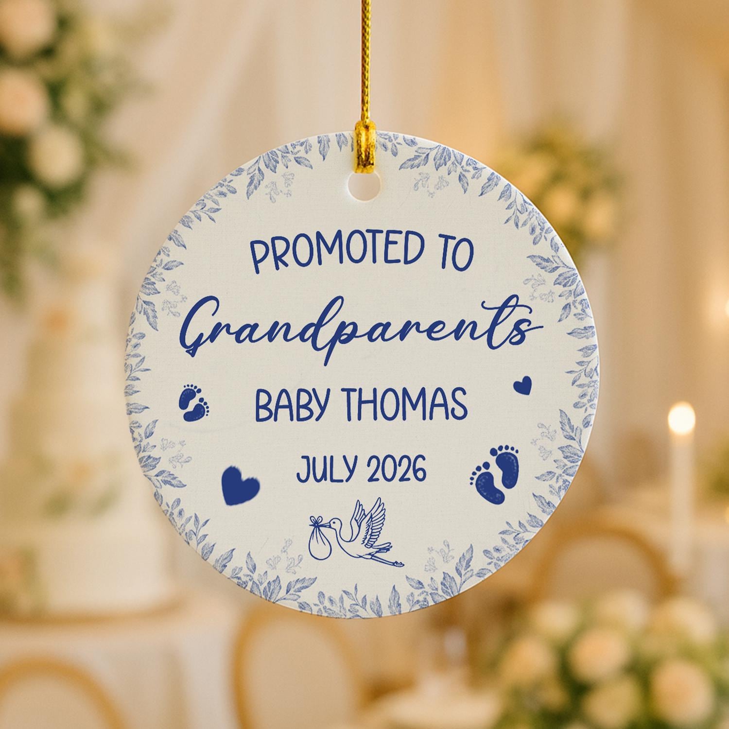 Baby Announcement Ornament – Personalized Promoted to Grandparents Gift