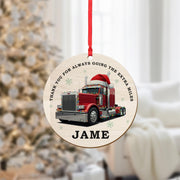 Personalized Semi Truck Ornament: Custom Name, 2025 Christmas Tree