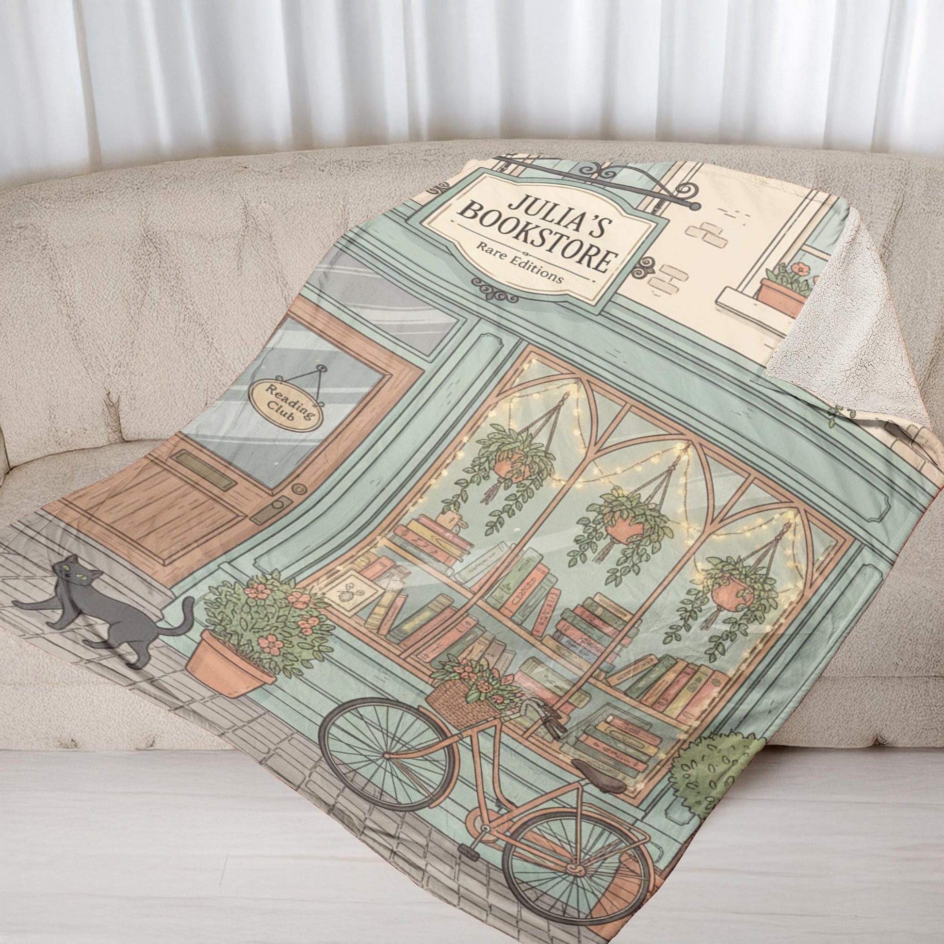 Custom Bookstore Fleece Blanket: Reading Club Throw