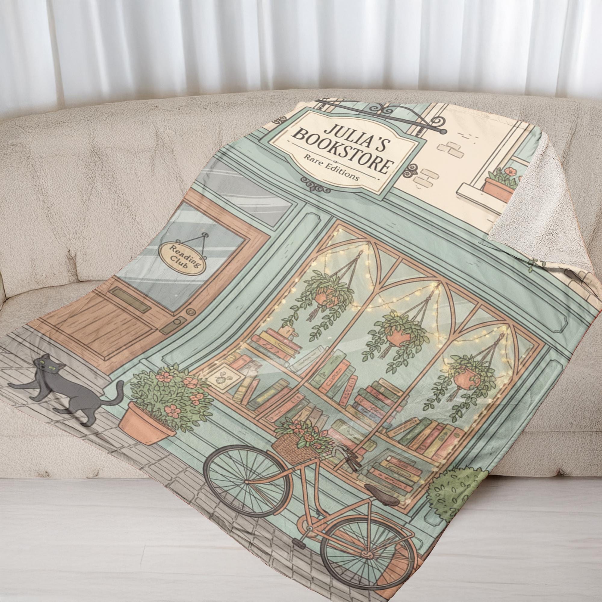 Custom Bookstore Fleece Blanket: Reading Club Throw