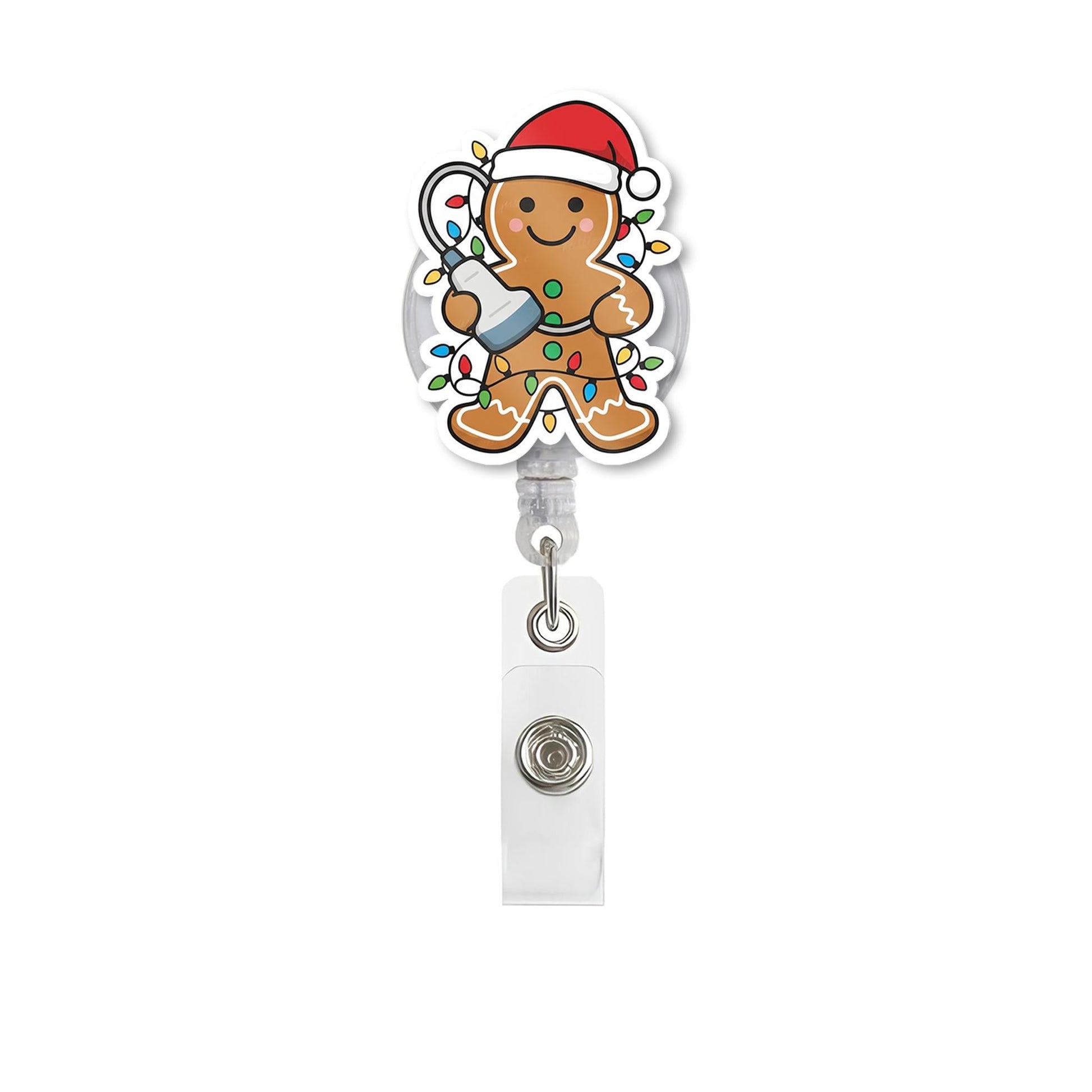 Christmas Gingerbread Badge Reel – Cute Holiday ID Holder