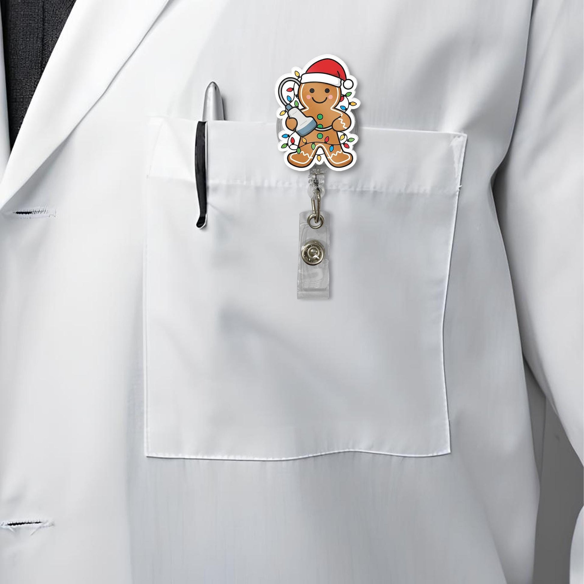 Christmas Gingerbread Badge Reel – Cute Holiday ID Holder