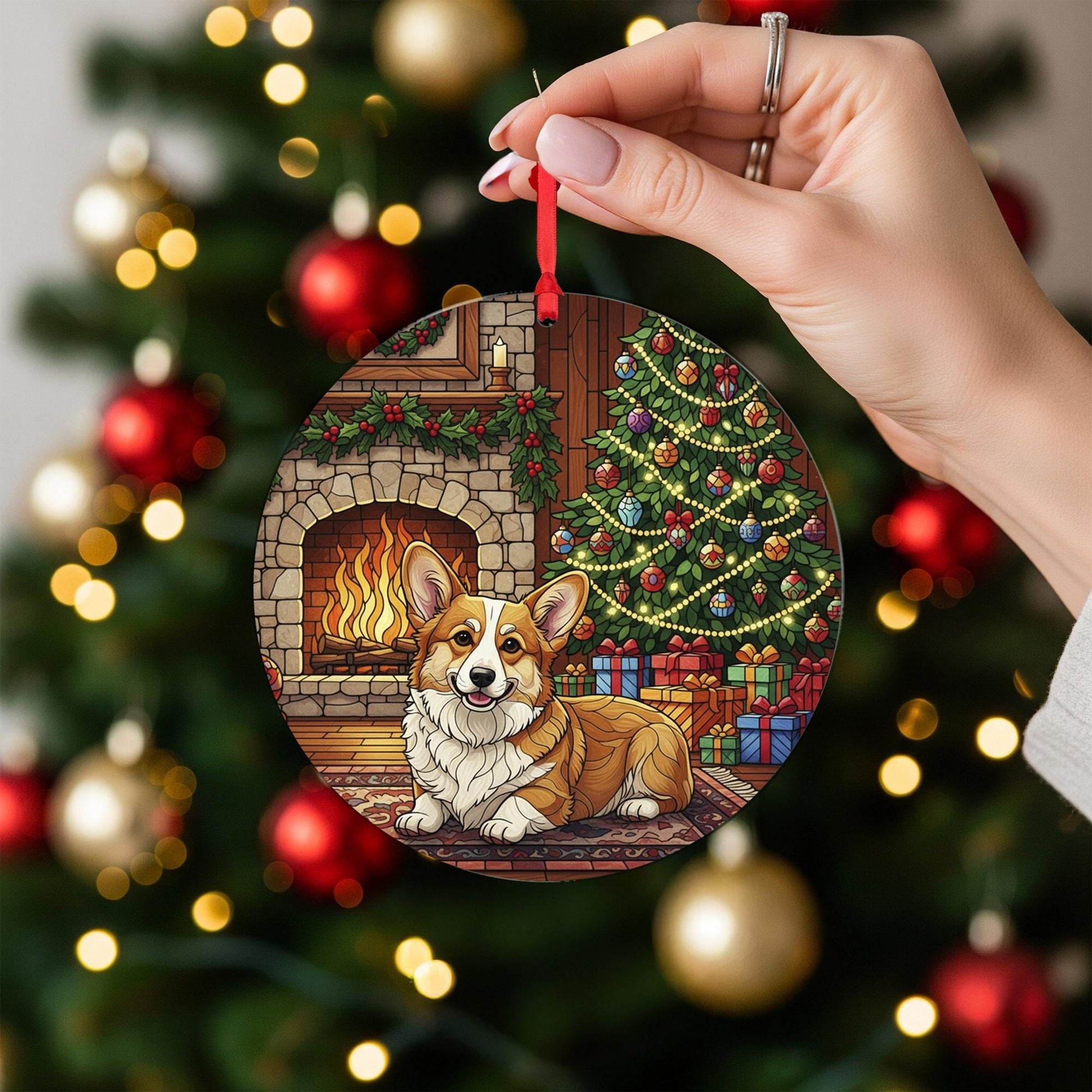 Corgi Christmas Ornament: Double-Sided Dog Holiday Decoration