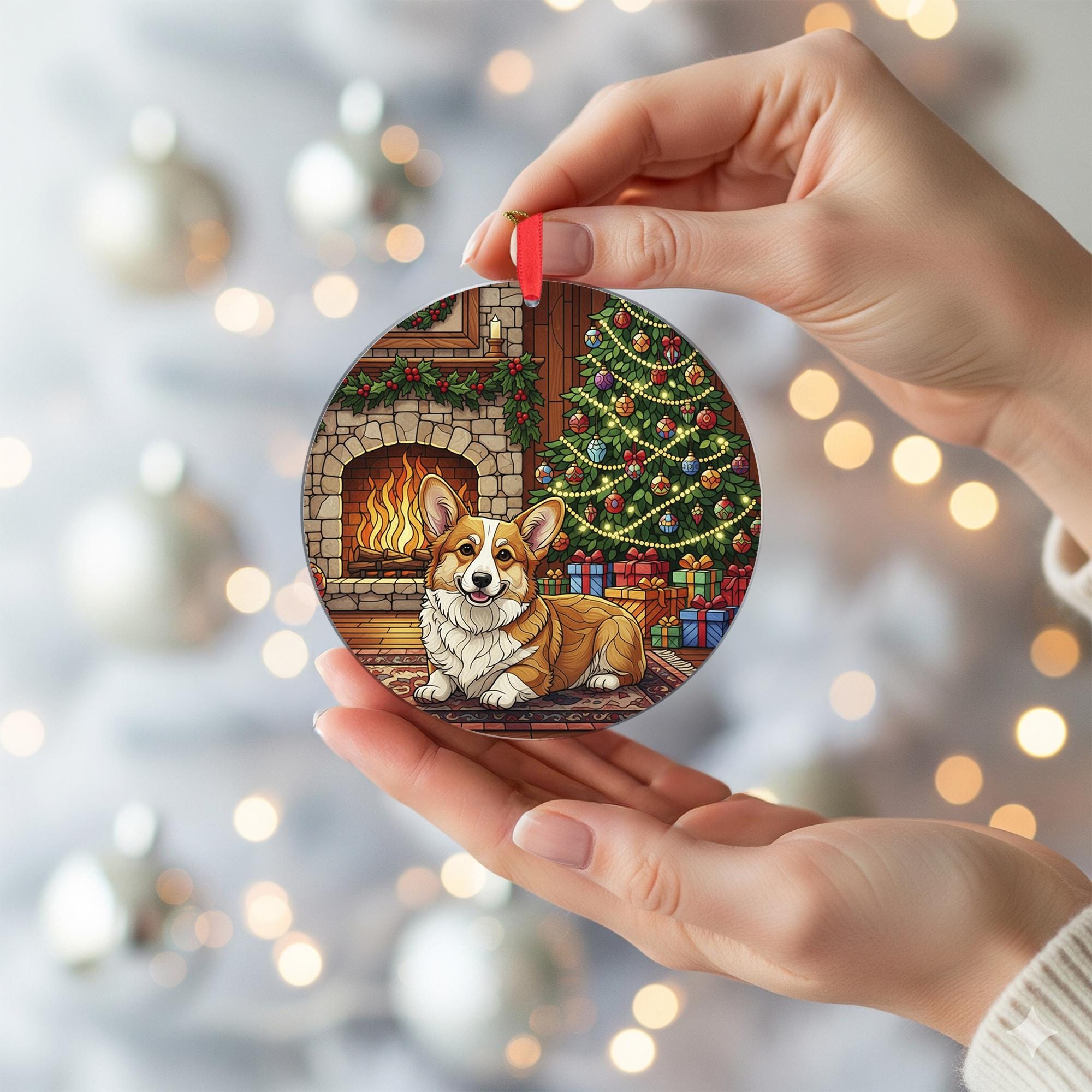 Corgi Christmas Ornament: Double-Sided Dog Holiday Decoration