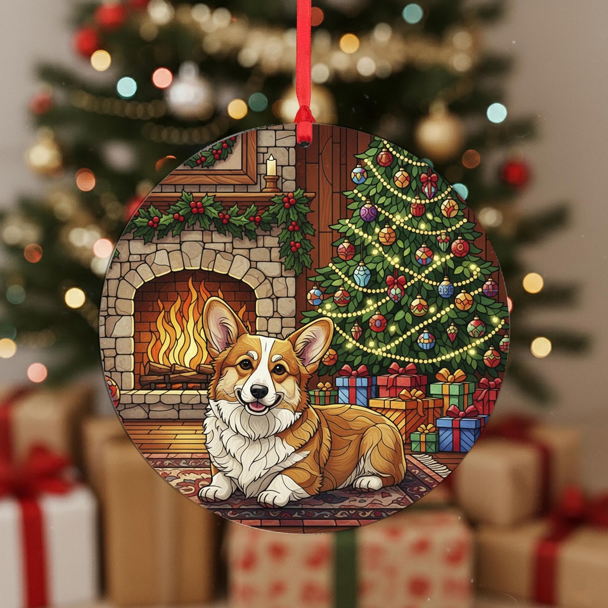 Corgi Christmas Ornament: Double-Sided Dog Holiday Decoration