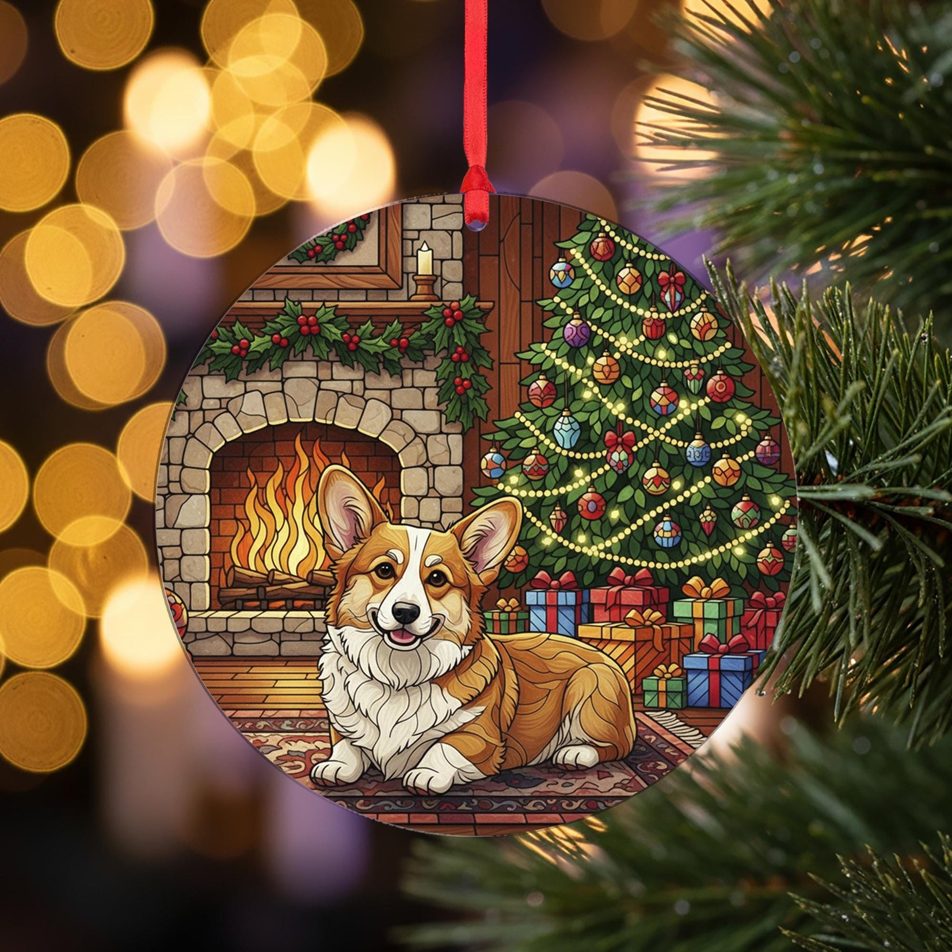 Corgi Christmas Ornament: Double-Sided Dog Holiday Decoration