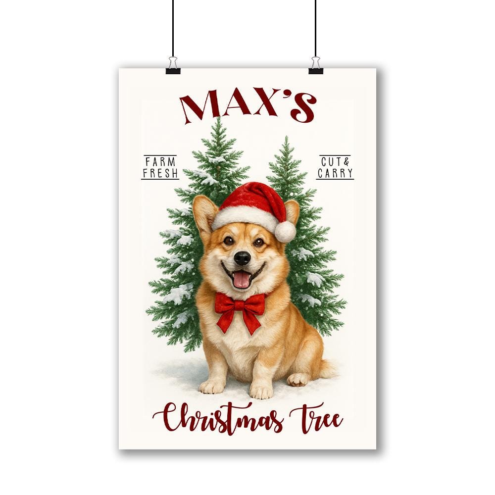 Corgi Christmas Tree Poster: Farm Fresh Holiday Decor