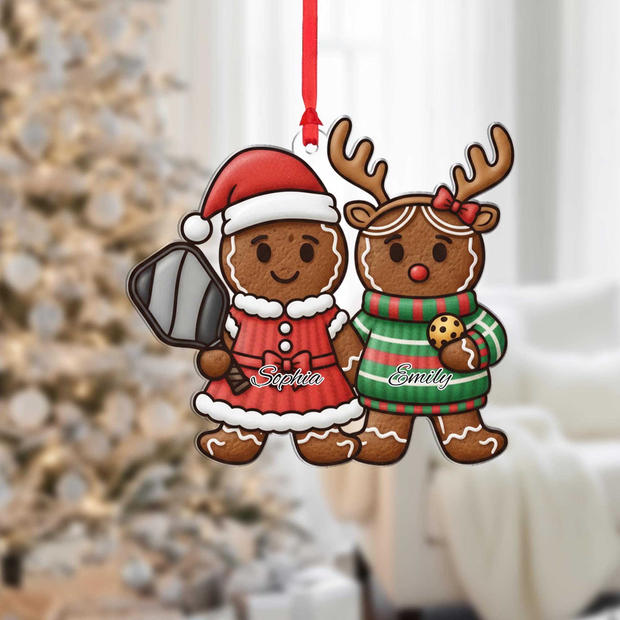 Personalized Pickleball Gingerbread Ornament – Christmas Tree Decor