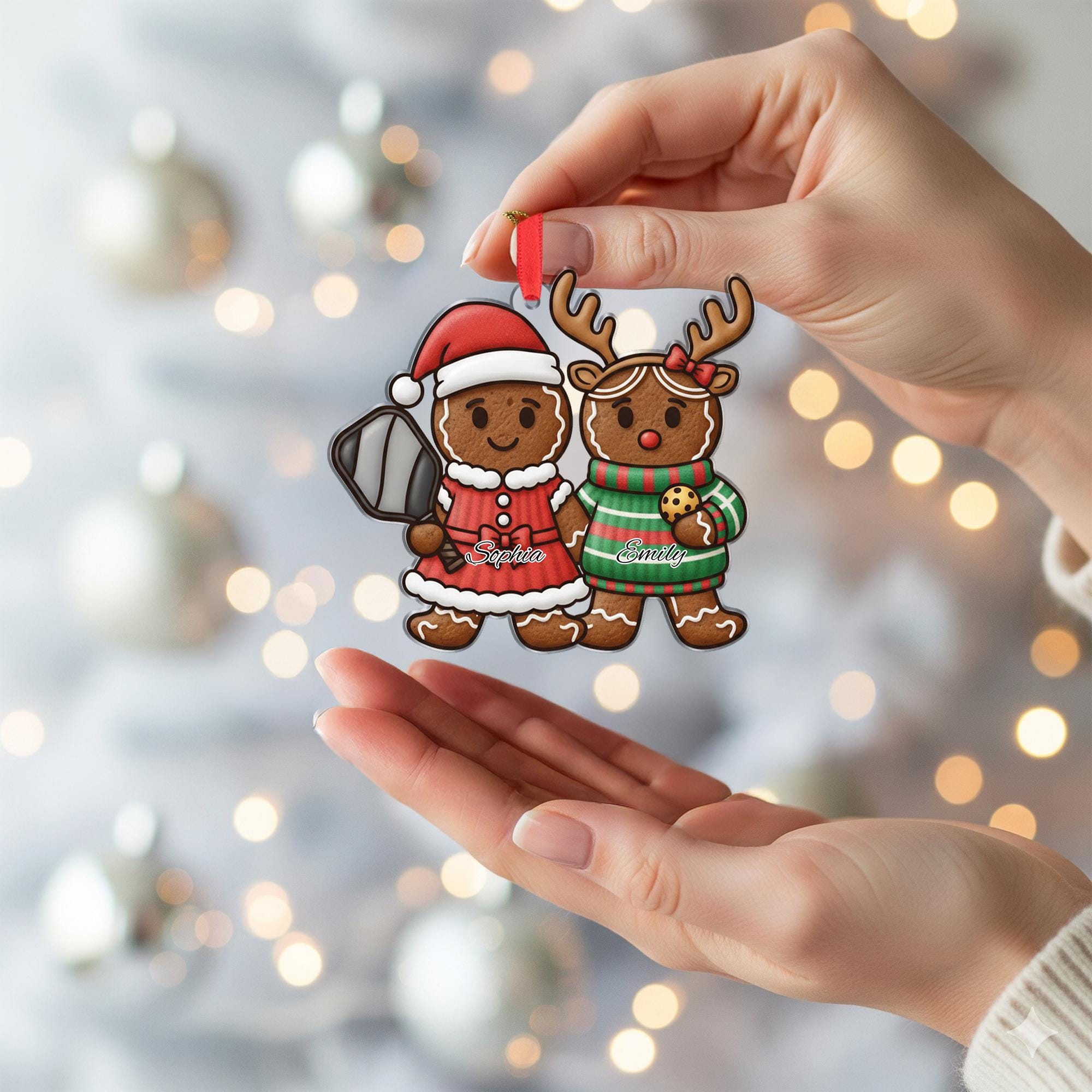 Personalized Pickleball Gingerbread Ornament – Christmas Tree Decor