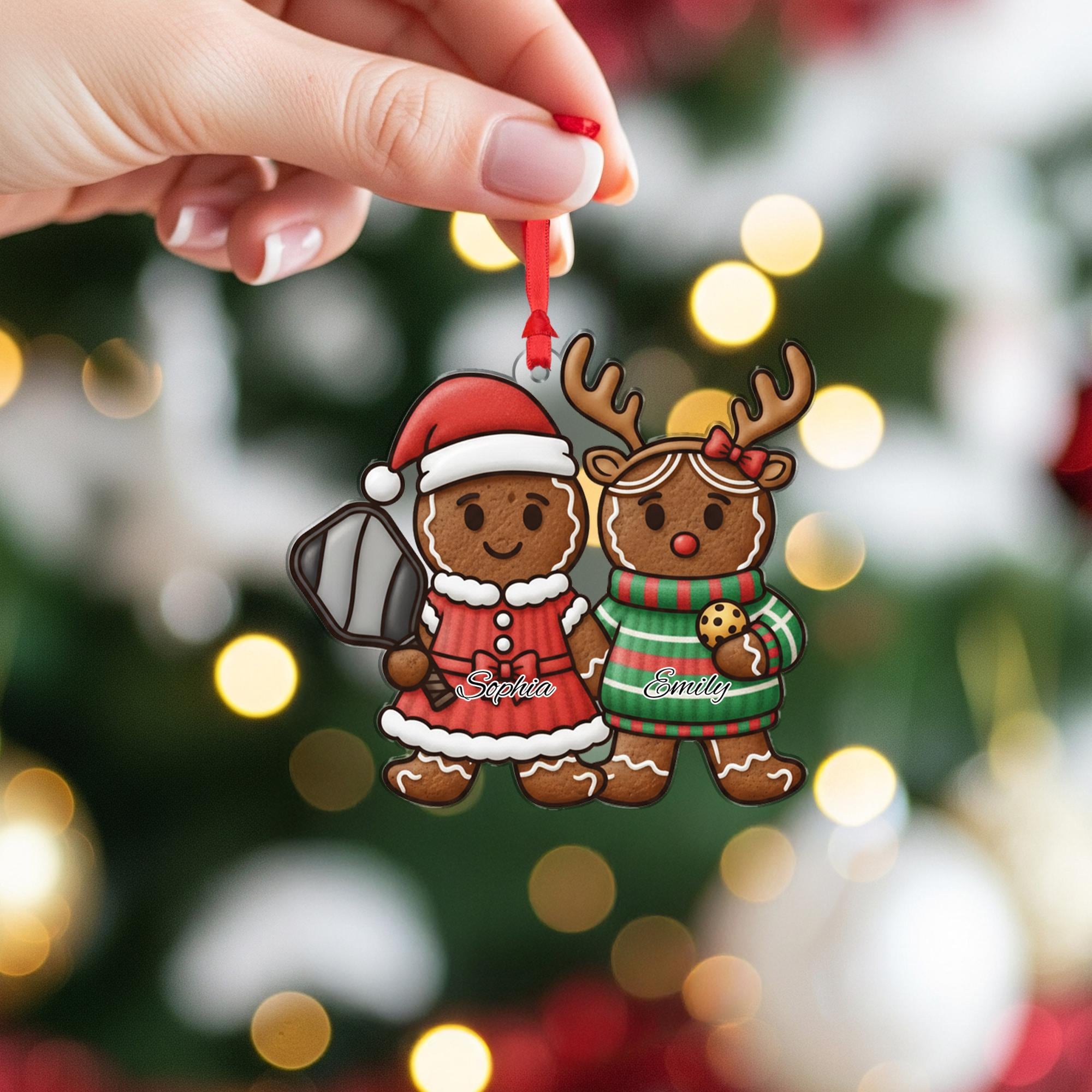 Personalized Pickleball Gingerbread Ornament – Christmas Tree Decor