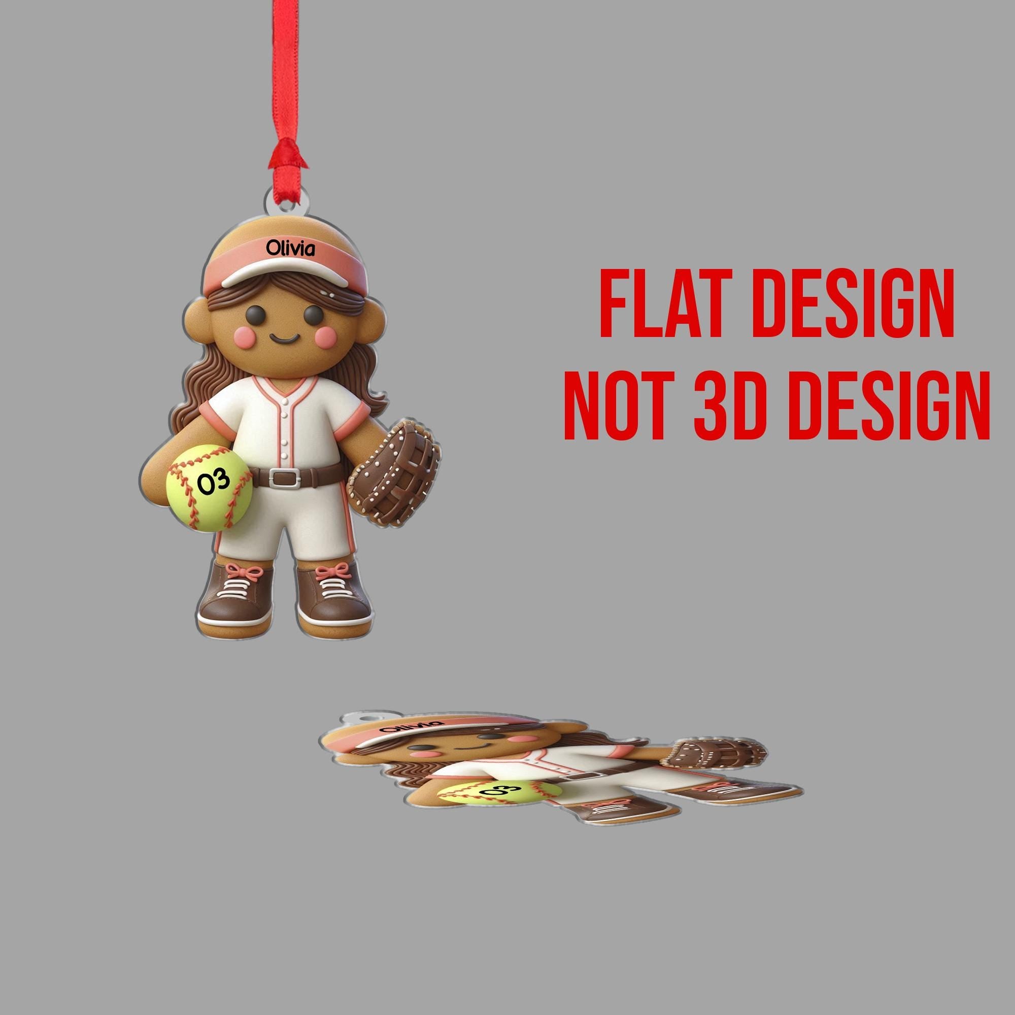 Personalized Softball Ornament – Custom Gingerbread Player Christmas Decor