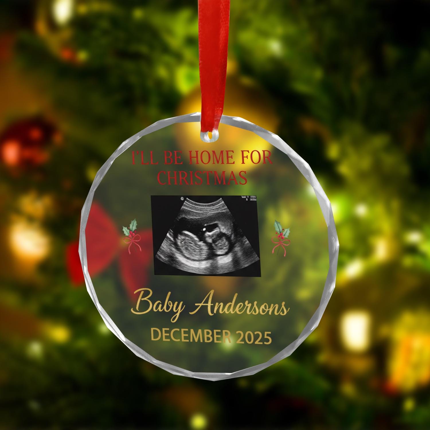 Custom Baby Ultrasound Christmas Ornament • Personalized Pregnancy Announcement Decoration • Due Date Keepsake December 2025