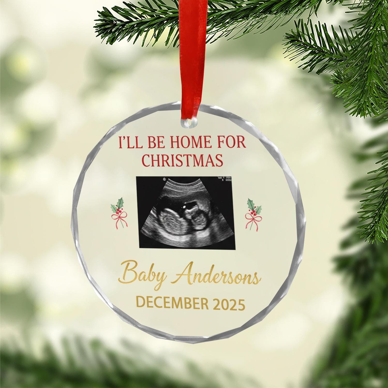 Custom Baby Ultrasound Christmas Ornament • Personalized Pregnancy Announcement Decoration • Due Date Keepsake December 2025