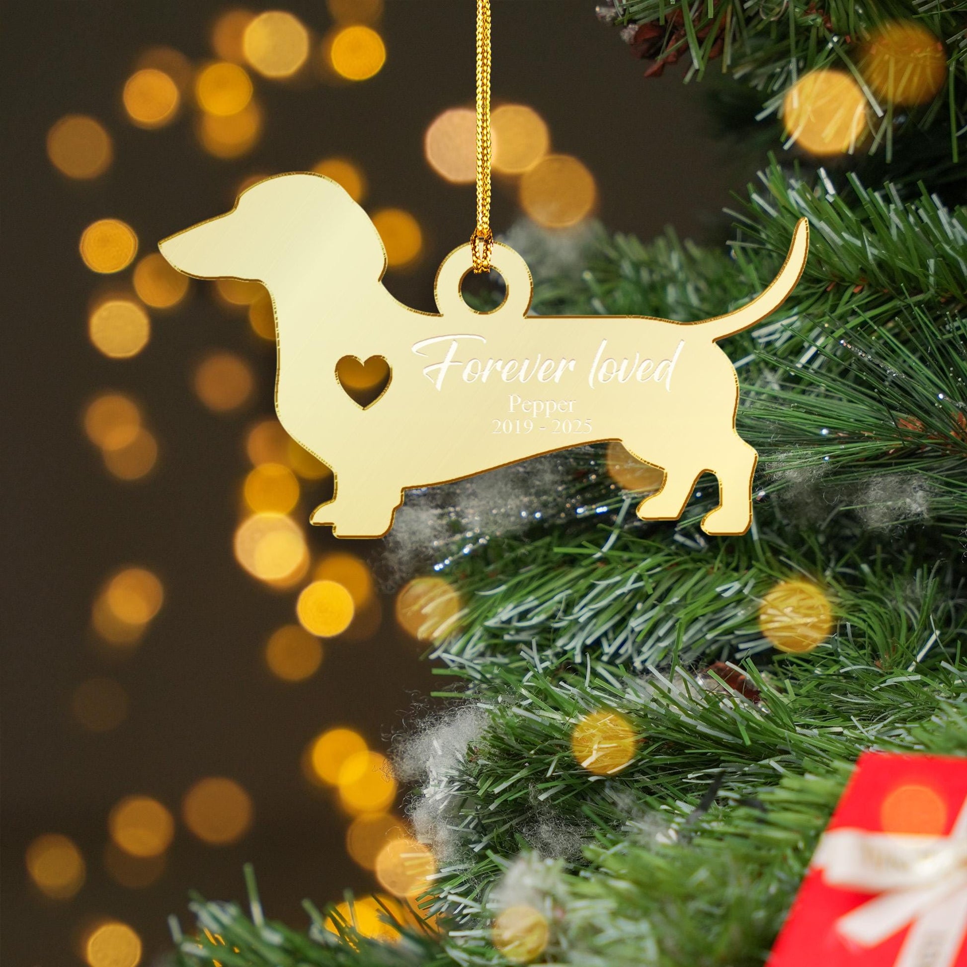 Personalized Dachshund Acrylic Mirror Ornament — Pet Memorial Keepsake
