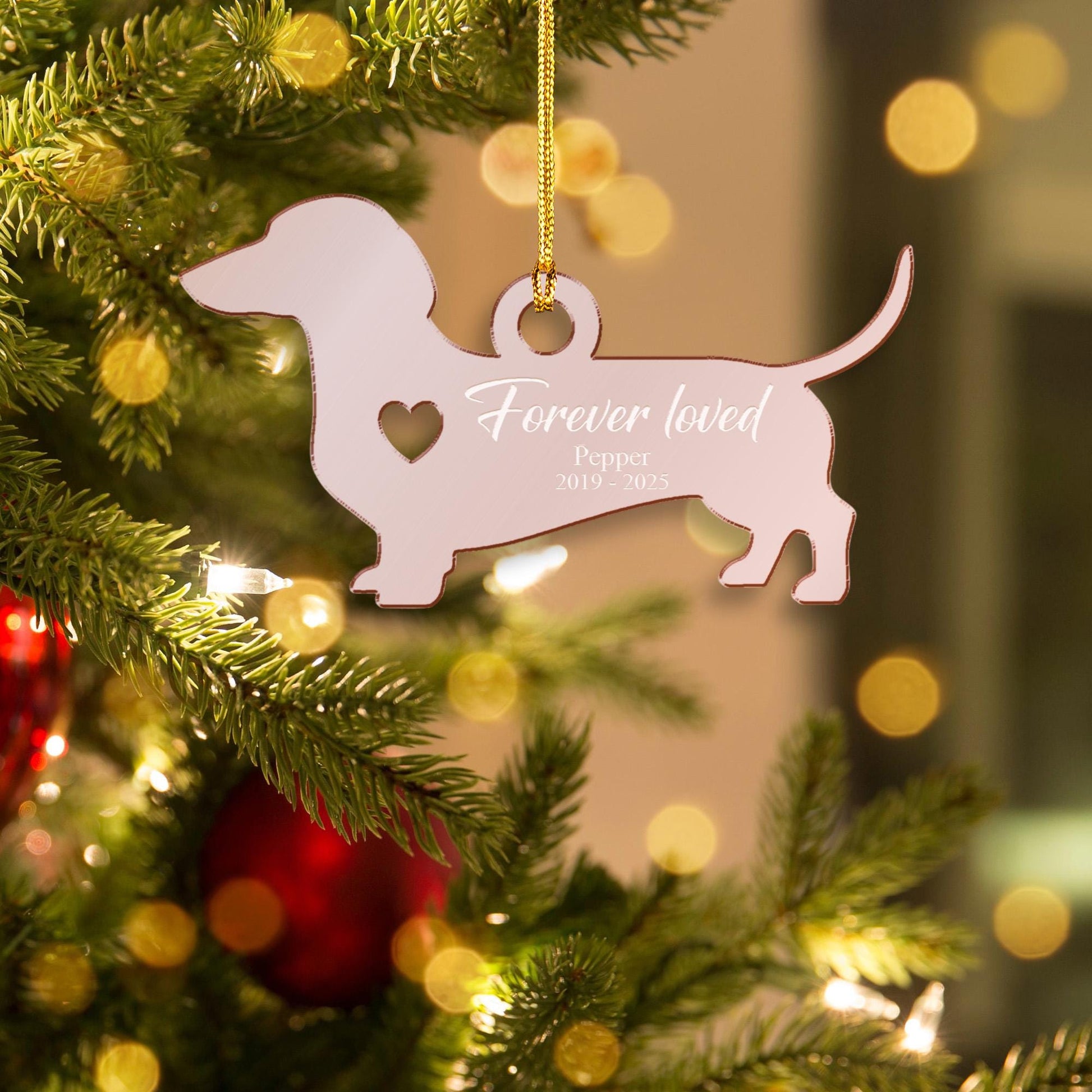 Personalized Dachshund Acrylic Mirror Ornament — Pet Memorial Keepsake