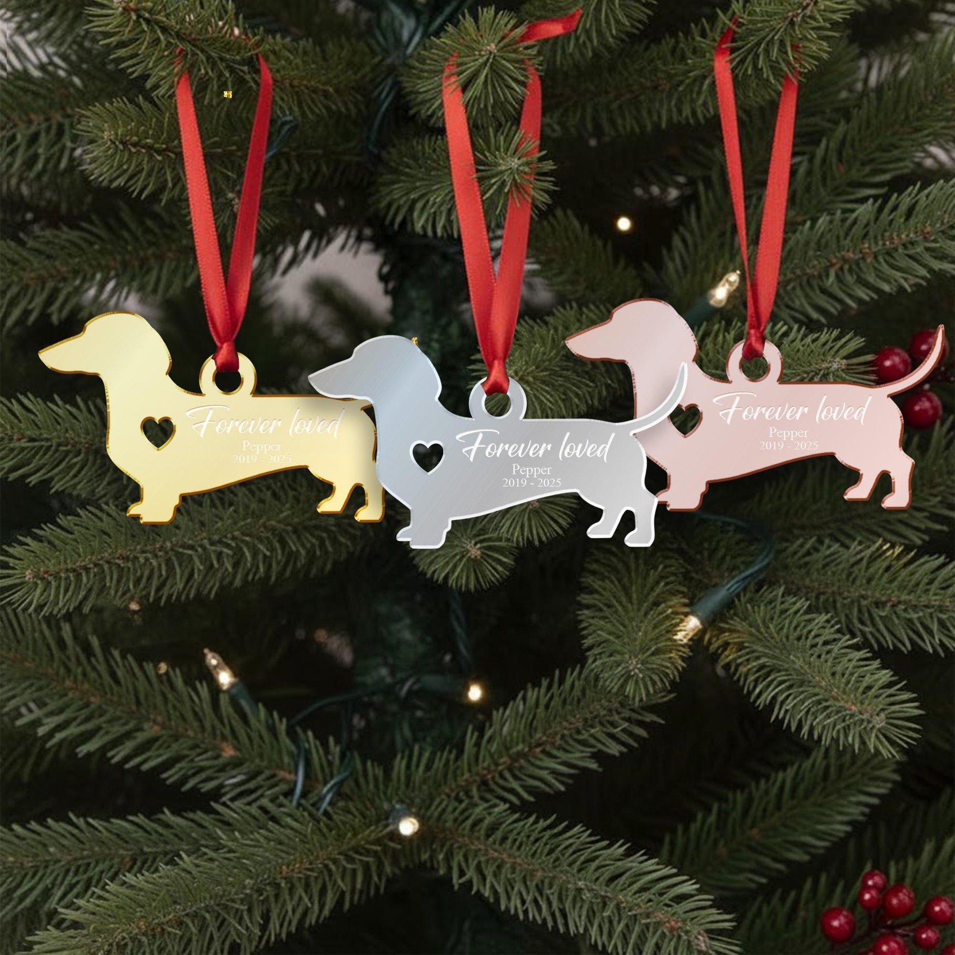 Personalized Dachshund Acrylic Mirror Ornament — Pet Memorial Keepsake