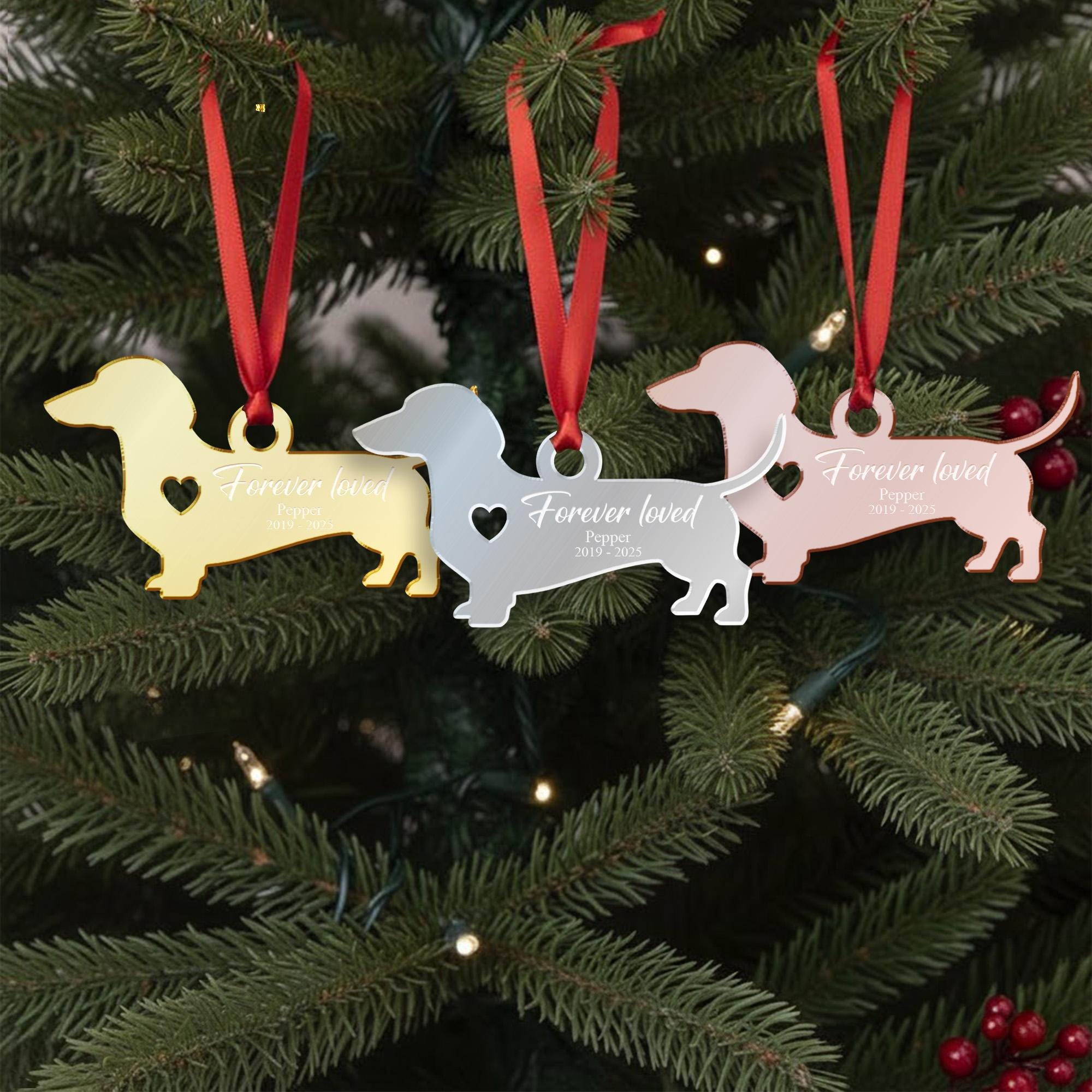 Personalized Dachshund Acrylic Mirror Ornament — Pet Memorial Keepsake